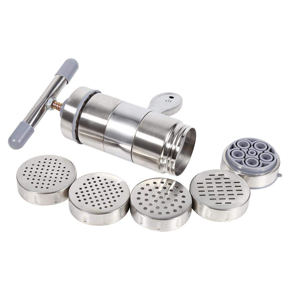 5-in-1 Manual Pasta Maker Machine - Stainless Steel Noodle Press with 5 Pasta Discs for Homemade Spaghetti, Fettuccine & More - Perfect for Italian Cooking, Family Meals & Restaurant Use