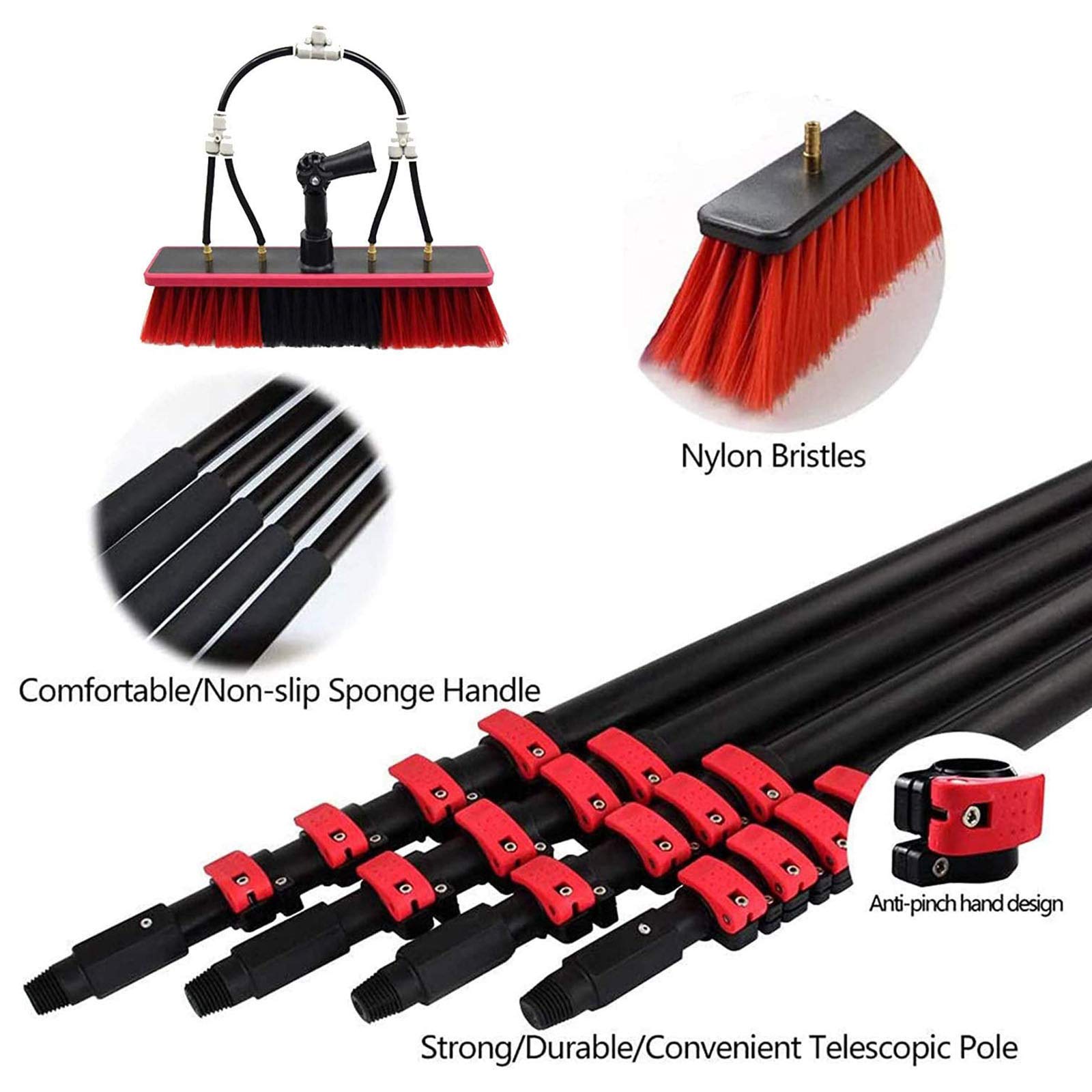 Professional Water Fed Pole Kit for Window & Solar Panel Cleaning - 30FT/9M Telescopic Brush System with Water Fed Technology | Perfect for High-Rise Buildings, Residential Homes & Commercial Properties