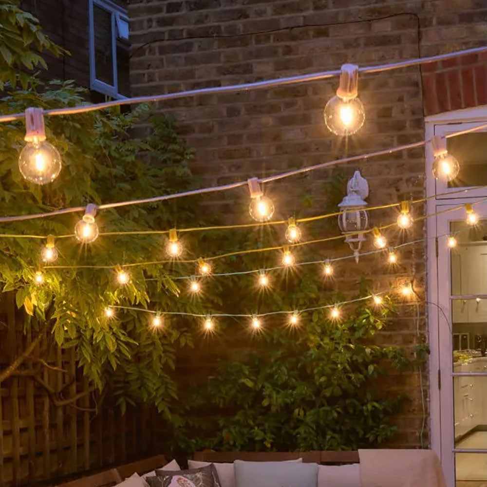 15 LED Teal Festoon Lights - Outdoor/Indoor String Lights for Patio, Garden, Wedding & Party Decor
