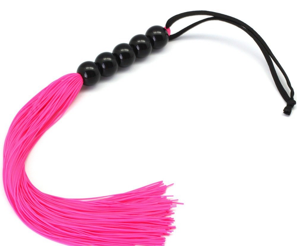 Soft Pink 15-Inch Rubber Flogger Whip - Sensual BDSM Toy for Beginners, Couples & Spanking Play - Perfect for Adult Intimacy & SM Exploration
