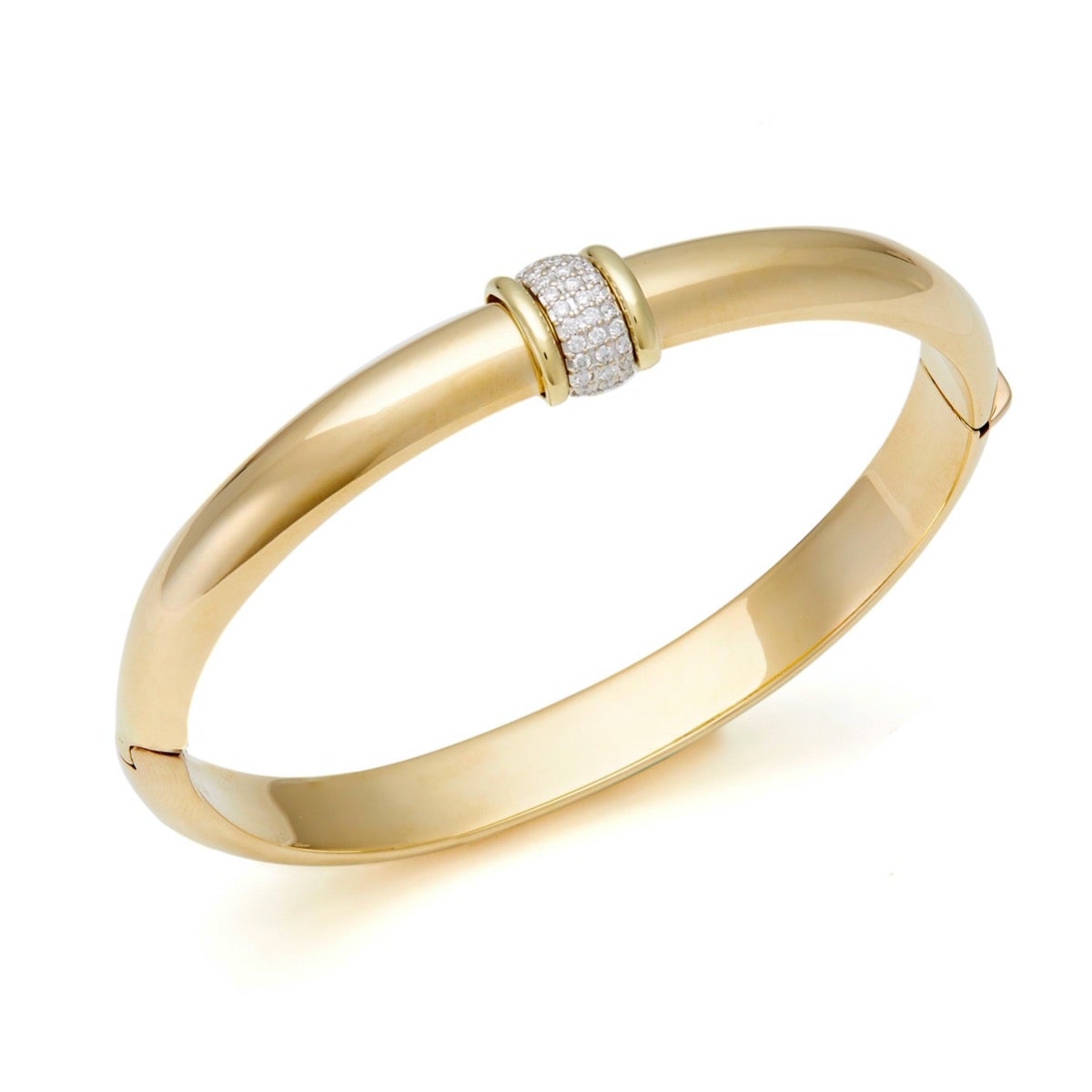 14K Gold & Pavé Diamond Hinged Bangle Bracelet for Women - Elegant Stackable Jewelry for Weddings, Parties & Special Occasions