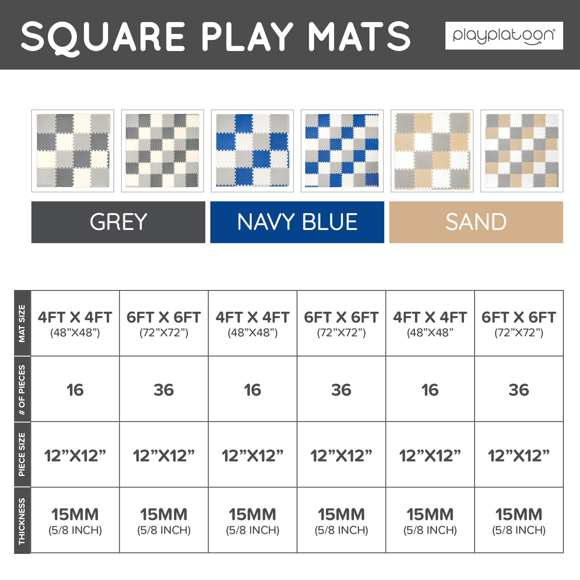 Non-Toxic Foam Puzzle Floor Mat - Extra Thick & Cushiony Play Mat for Toddlers, Kids & Adults - 36 Interlocking Tiles (12