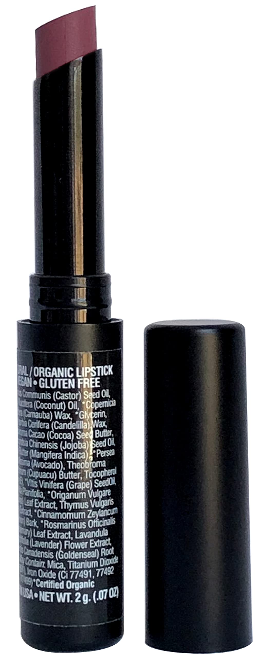 Mom's Secret Natural Lipstick - Organic, Vegan, Gluten Free & Cruelty Free | Slim Travel-Friendly Packaging | Made in USA | 0.07 oz Purely Plum Satin | Perfect for Everyday Wear, Date Nights & Special Occasions