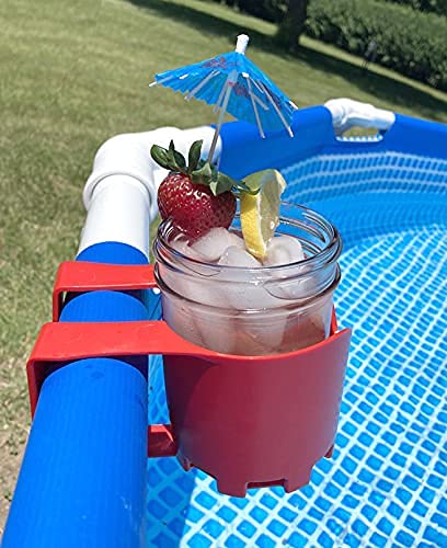 Blue Poolside Cup Holder for Above Ground Pools – Clip-On Drink Holder for Beer, Cocktails & Accessories – 2 Pack – Perfect for Summer BBQs, Pool Parties & Relaxing by the Water
