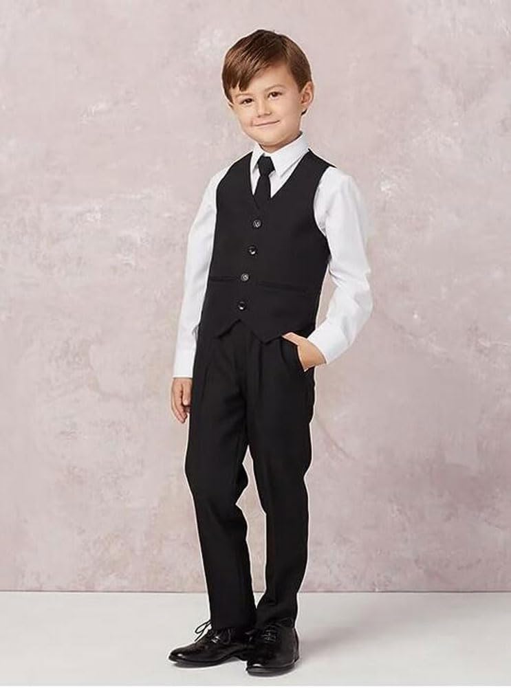 3-Piece Boys Suits for Wedding - Peak Lapel Jacket, Vest & Pants - Boys Formal Tuxedo Set - Perfect for Weddings, Parties & Special Occasions