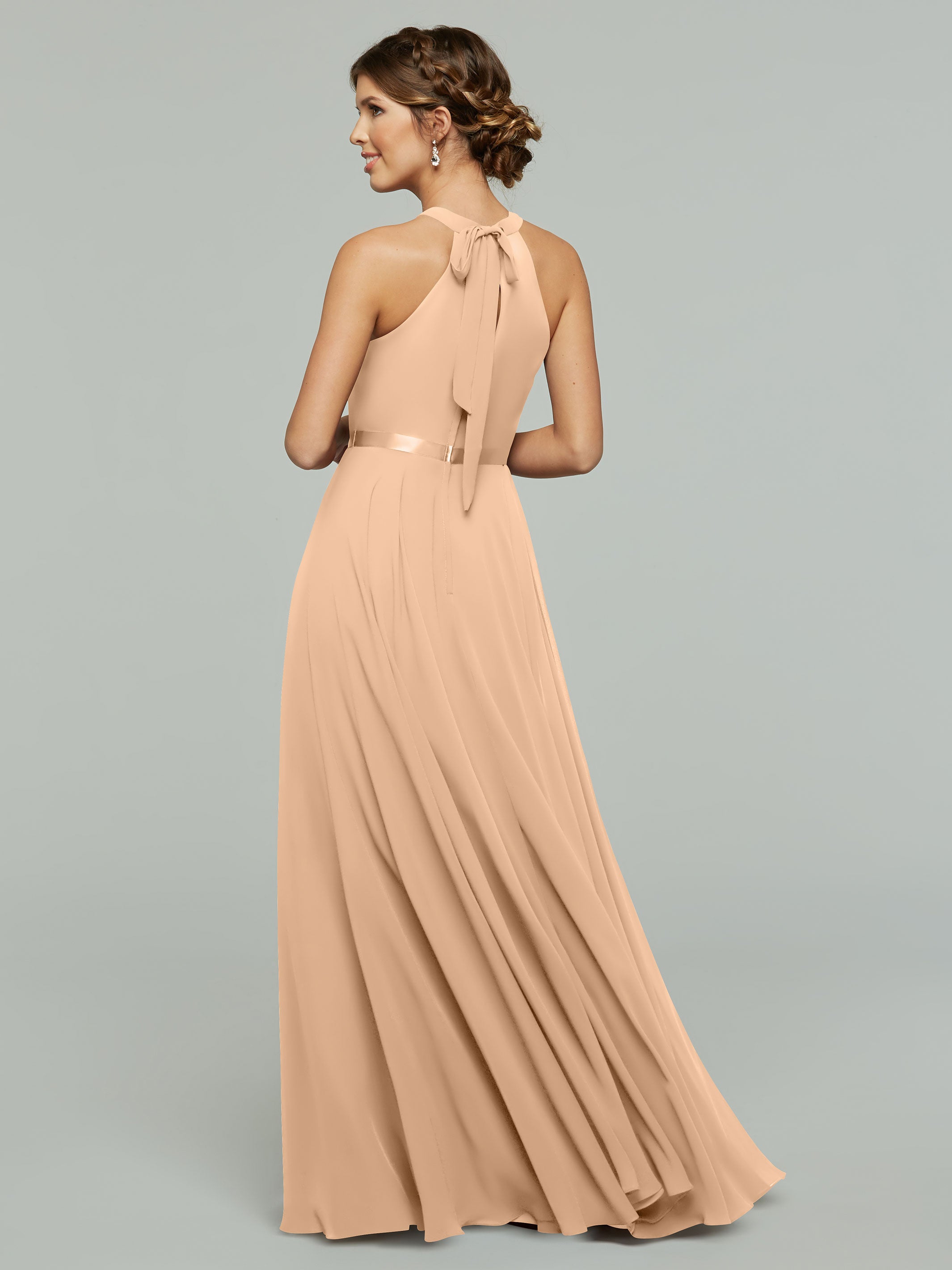 Elegant A-Line Chiffon Bridesmaid Dress with Halter Neckline - Perfect for Weddings, Formal Events & Special Occasions