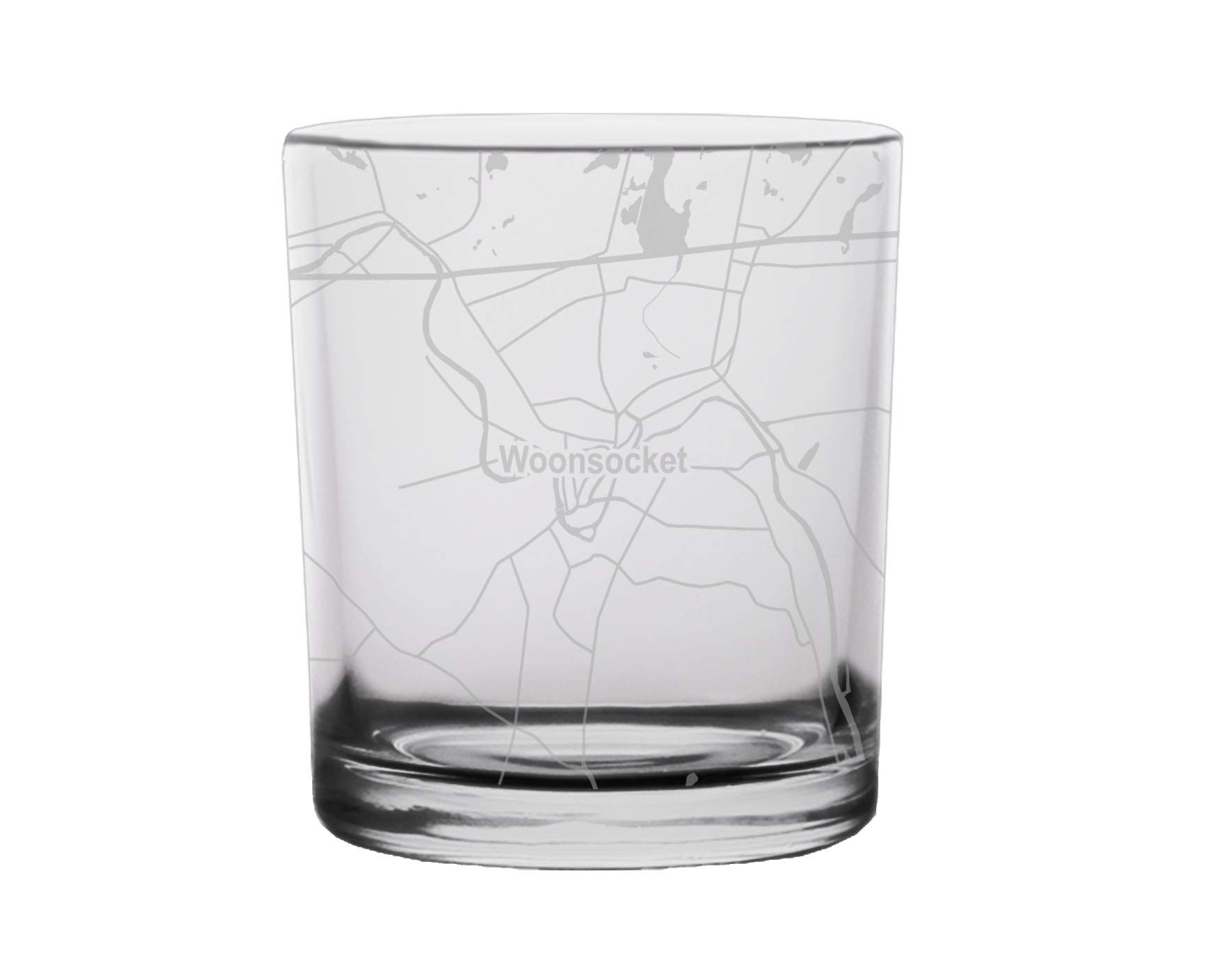 Woonsocket City Map Whiskey Glass - Engraved Rhode Island Souvenir Gift for Bourbon & Scotch Lovers - Perfect for Home Bars, Gifts & Collectors