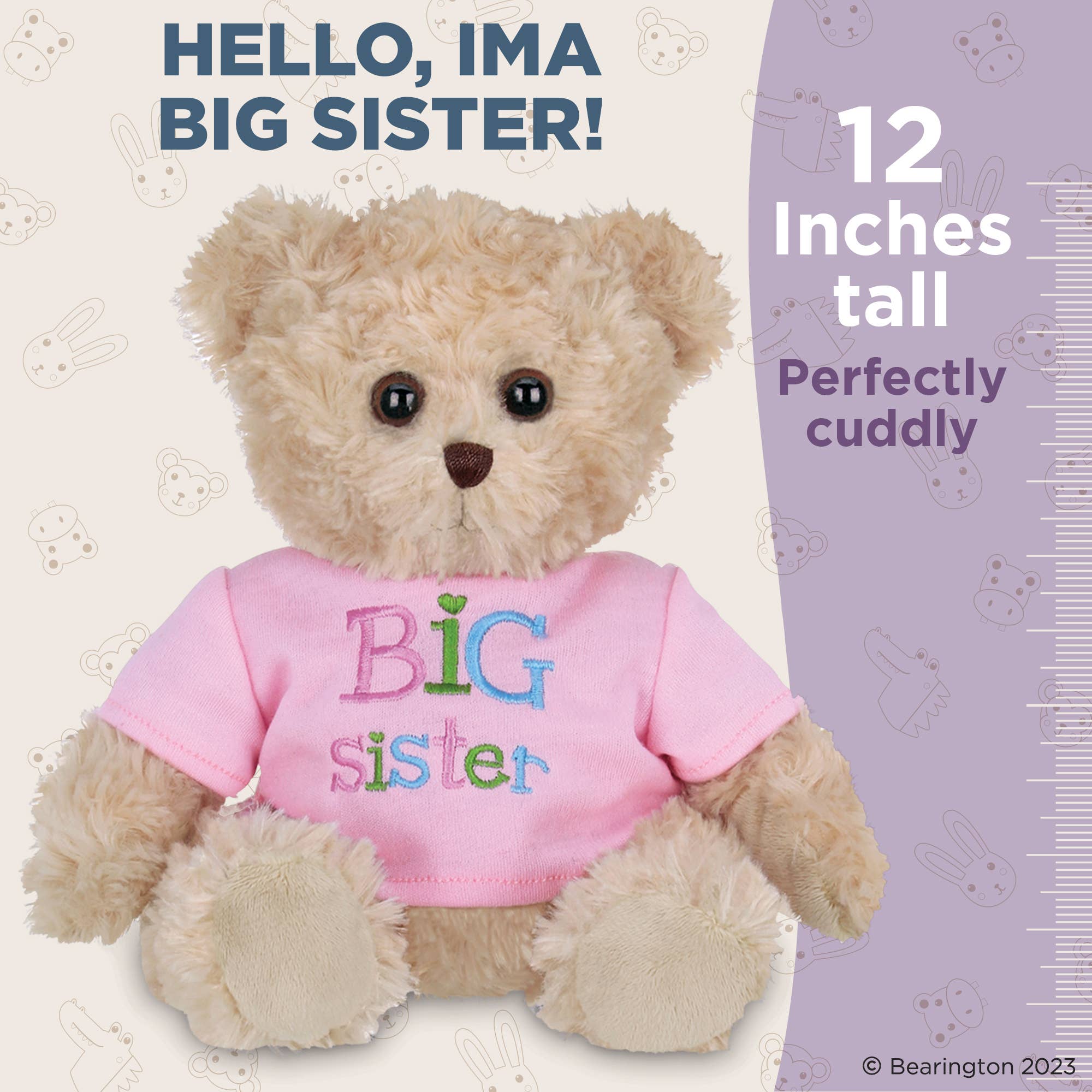 Big Sister Bear Plush Toy - Cute & Soft Stuffed Animal for Kids, Perfect for Gifts, Birthdays & Nursery Decor