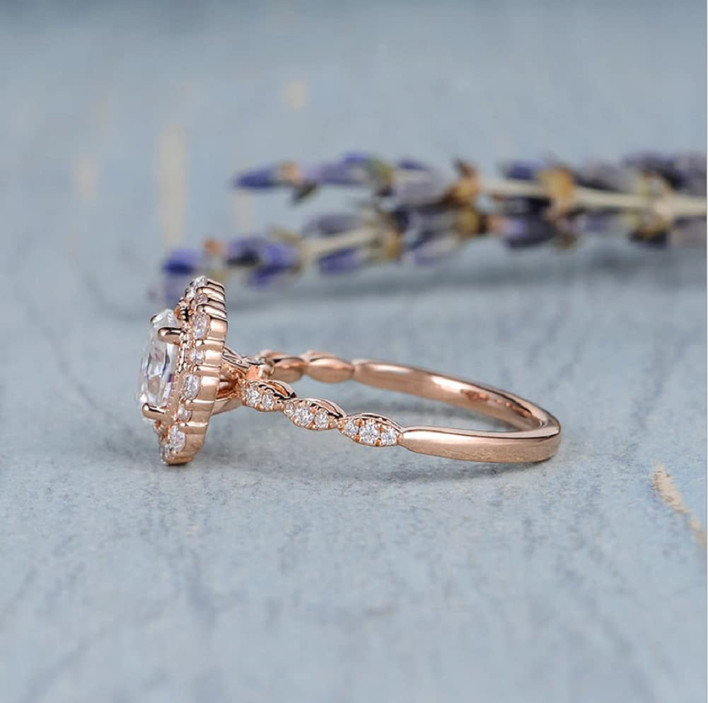 3D Rose Gold Oval Moissanite Simulated Diamond Ring - Size 10 | Elegant CZ Zircon Engagement Ring for Women | Perfect for Weddings, Anniversaries & Special Occasions