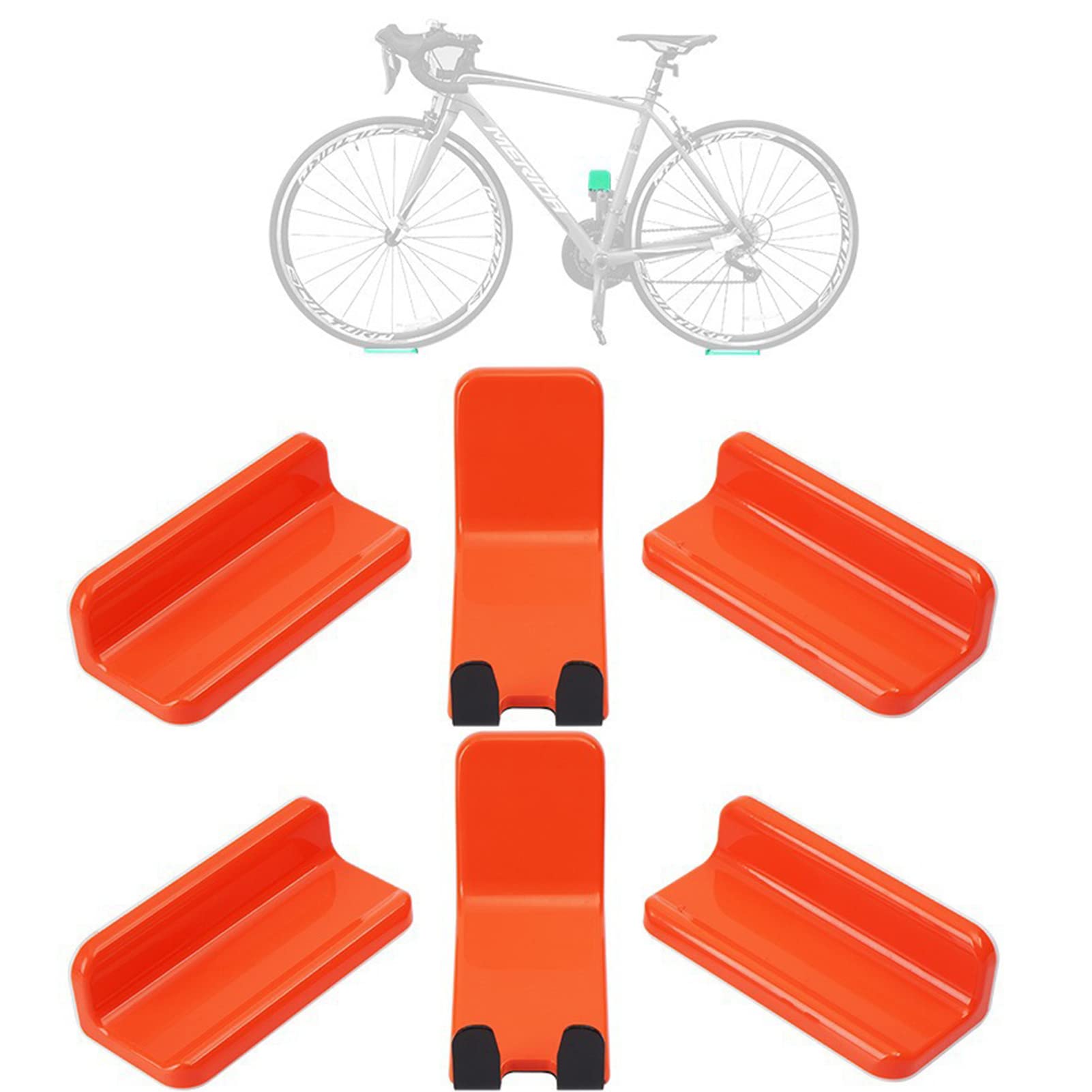 6pcs Heavy Duty Bicycle Wall Mount Pedal Hooks - Orange Bike Rack Wall Mount Bracket for Secure Bike Storage | Perfect for Garage, Apartment & Indoor Bike Organization