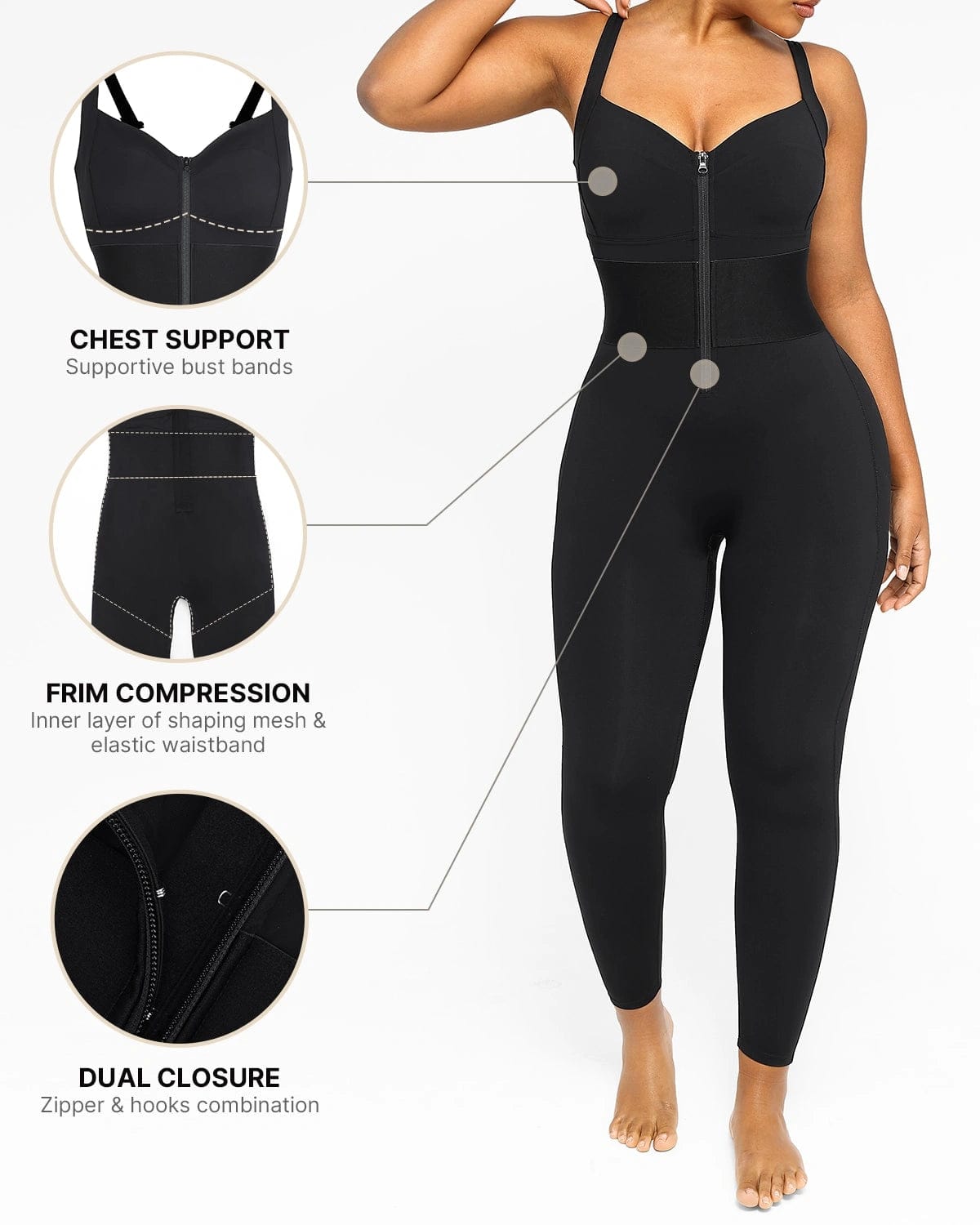 AirSlim® Elastic Waistband Shaping Jumpsuit for Women - Tummy Control Bodysuit with Comfortable Stretch Fabric - Perfect for Workout, Yoga & Everyday Wear
