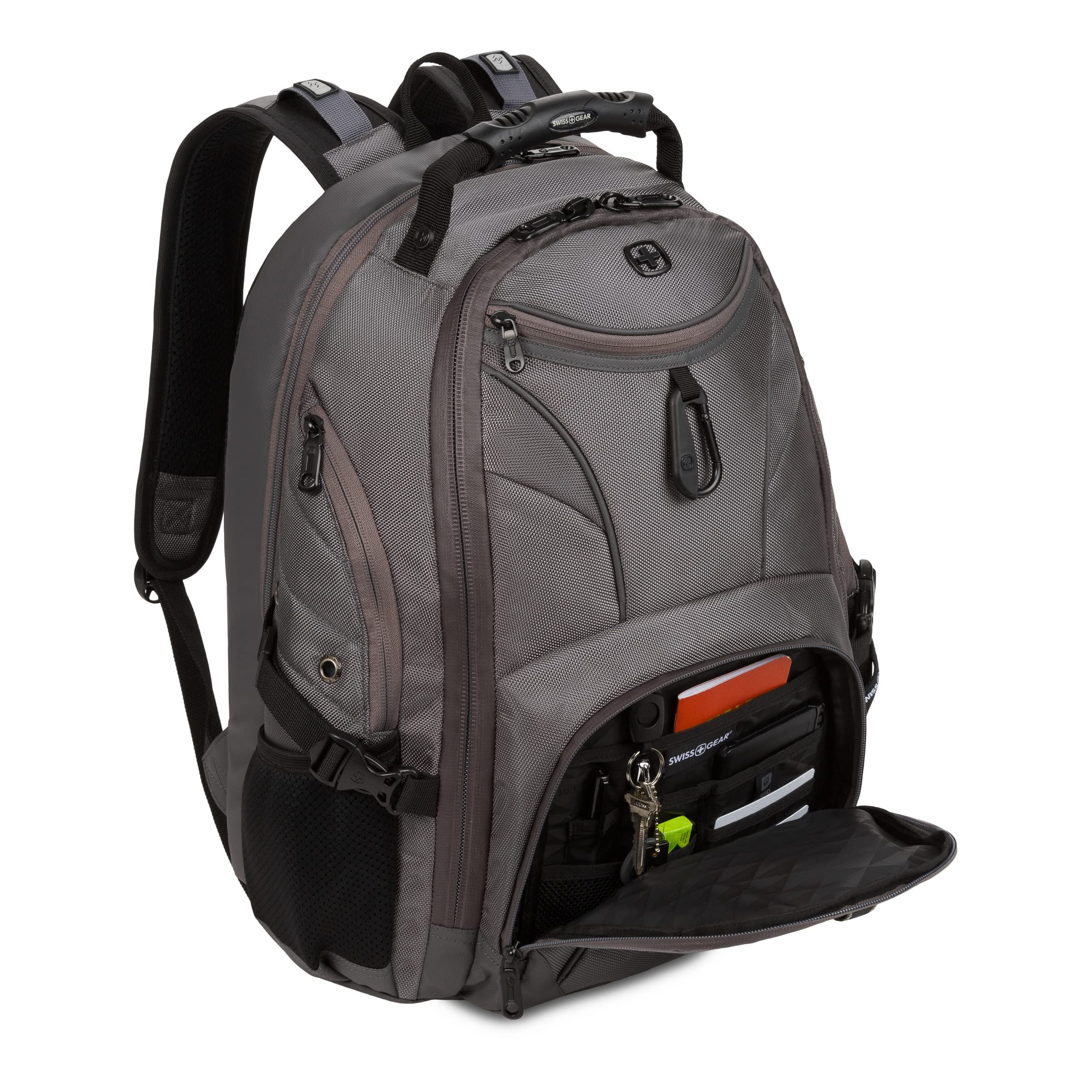 SwissGear 1900 Scansmart TSA Approved 17 Inch Laptop Backpack - Sting Grey Ballistic Nylon - Fits Up to 19 Inch Laptops | Perfect for Business Travel, Airport Security & Daily Commute