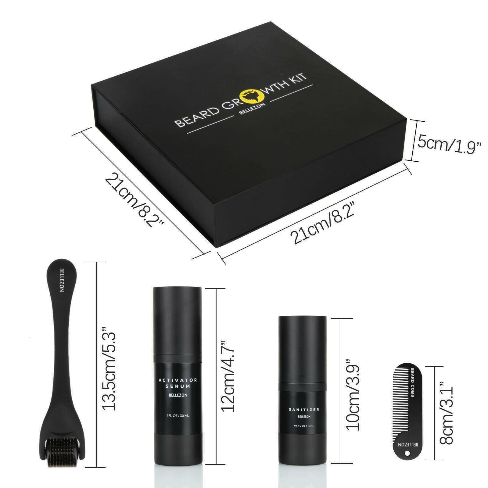 BELLEZON Beard Care Kit for Men - Nourishing Beard Oil, Balm & Grooming Set for Soft, Healthy Facial Hair - Perfect for Daily Grooming & Styling at Home or Travel