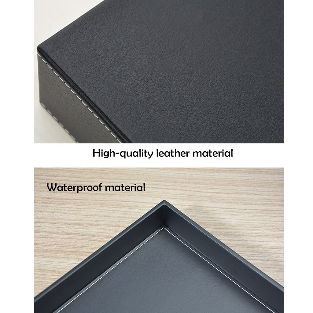 KAMWD Leather Jewelry Organizer Tray - Stylish Vanity Earring Holder & Desktop Catchall for Jewelry, Keys, Wallets, Phones - Perfect for Nightstand, Dresser, Bathroom Counter & Office Desk Organization
