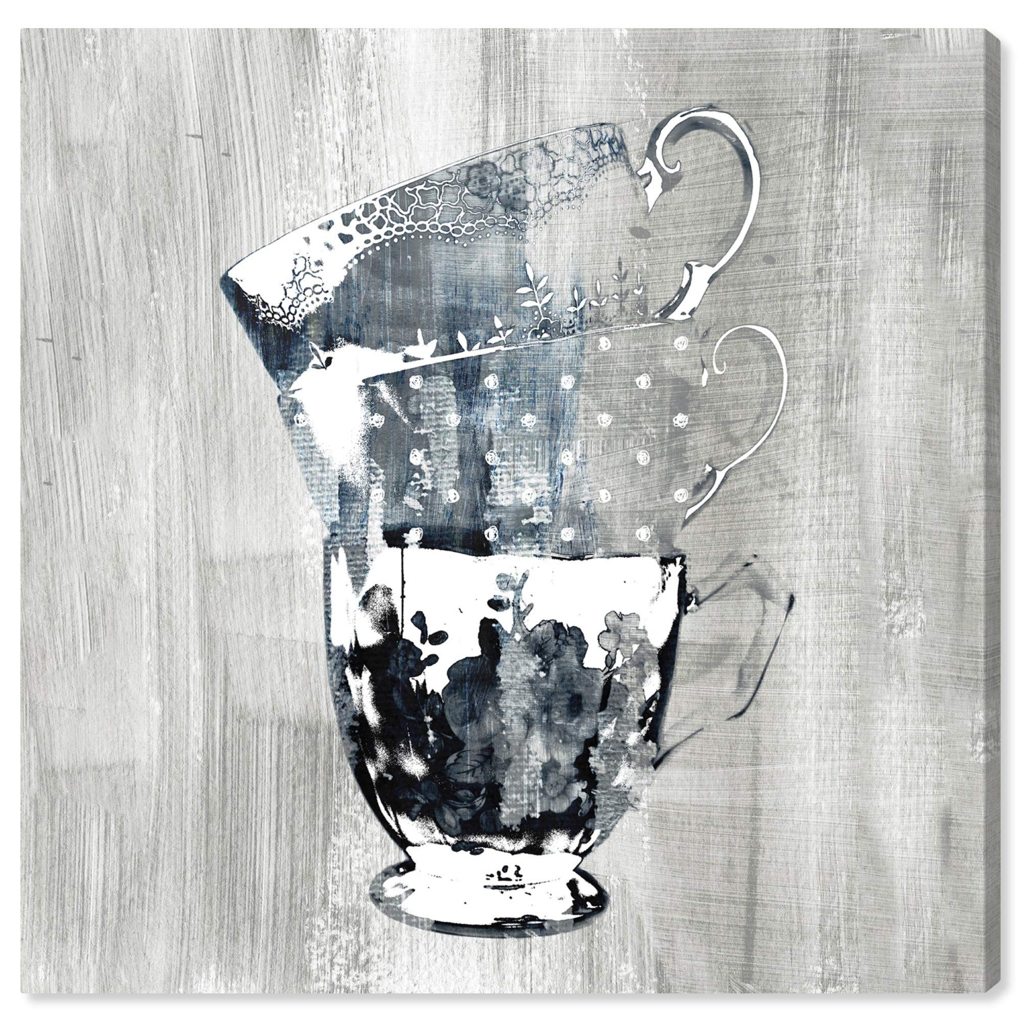 Wynwood Studio Coffee Cups Screenprint Silver Wall Art Canvas Print – 30