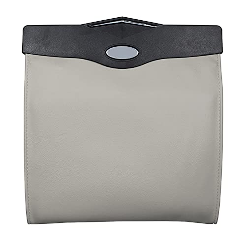 Smart LED Car Trash Can with Magnet Closure - Hanging Storage for Vehicles - Beige - Perfect for Road Trips & Daily Commutes