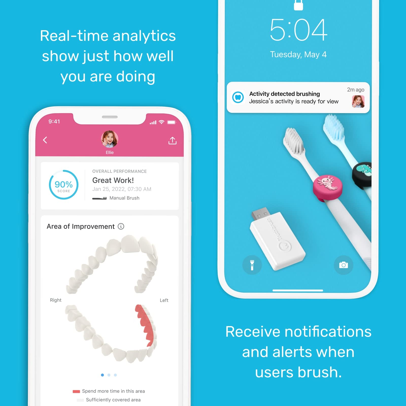 Truthbrush PRO Smart Toothbrush Tracker & Hub Bundle - Replaceable Battery, 2-Minute Timer, Brushing Duration & Coverage Tracking - Compatible with Android & iOS (4 Trackers + 1 Hub, White) - Perfect for Family Dental Care & Oral Hygiene Routine