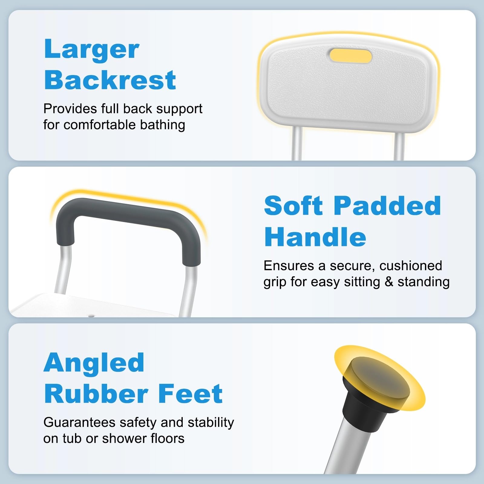 Extra Wide Shower Chair with Arms & Back Support - 500 lbs Heavy Duty Adjustable Bath Seat for Elderly, Disabled & Adults - Non-Slip Safety Crossbar for Bathtub & Shower - Ideal for Mobility Assistance & Bathroom Safety