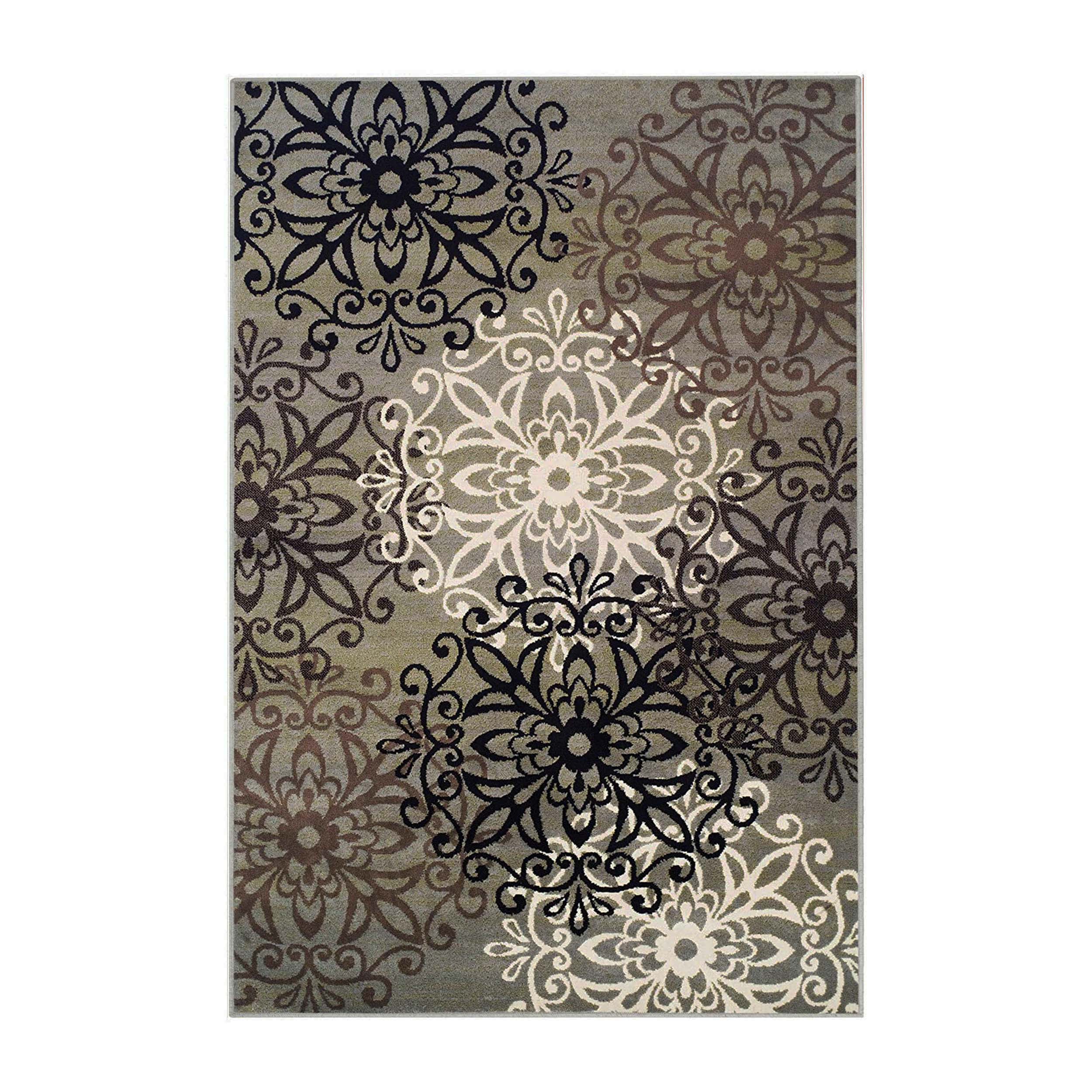 Leigh Traditional Floral Scroll Indoor Area Rugs & Runner Rugs - Non-Slip Soft Living Room Bedroom Decor Carpet