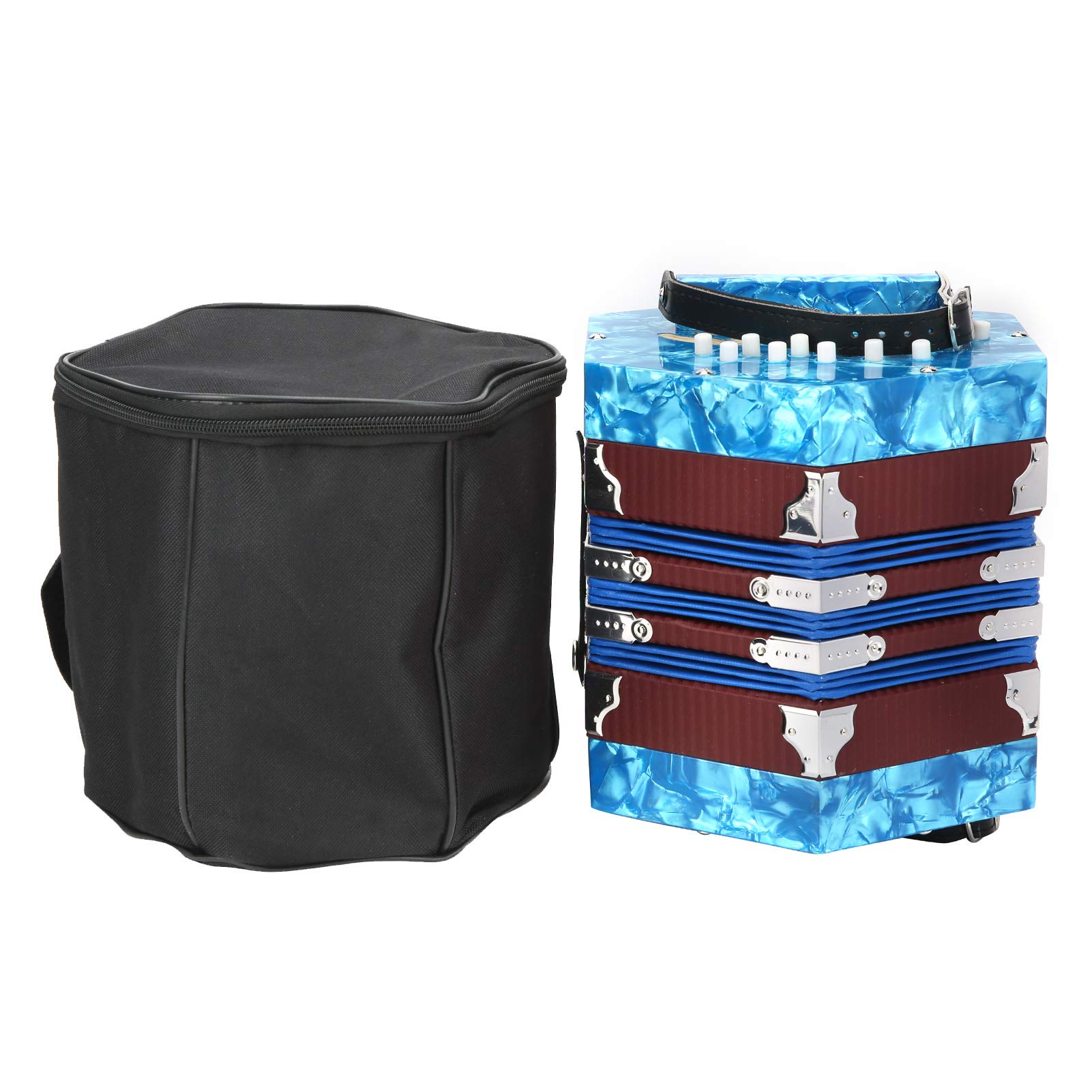 Professional Portable Concertina Accordion for Performances & Beginners - Sky Blue Musical Instrument | Perfect for Live Shows, Music Lessons & Travel