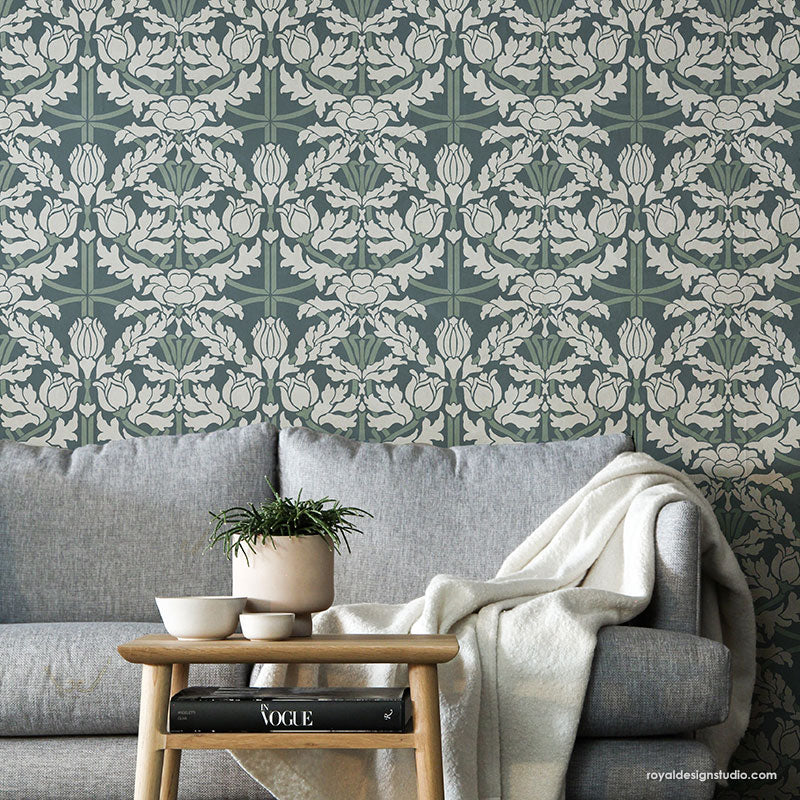 Eugenie Floral Wall Stencil - Reusable DIY Painting Template for Home Decor, Nursery, Bedroom & Living Room Wall Art Projects