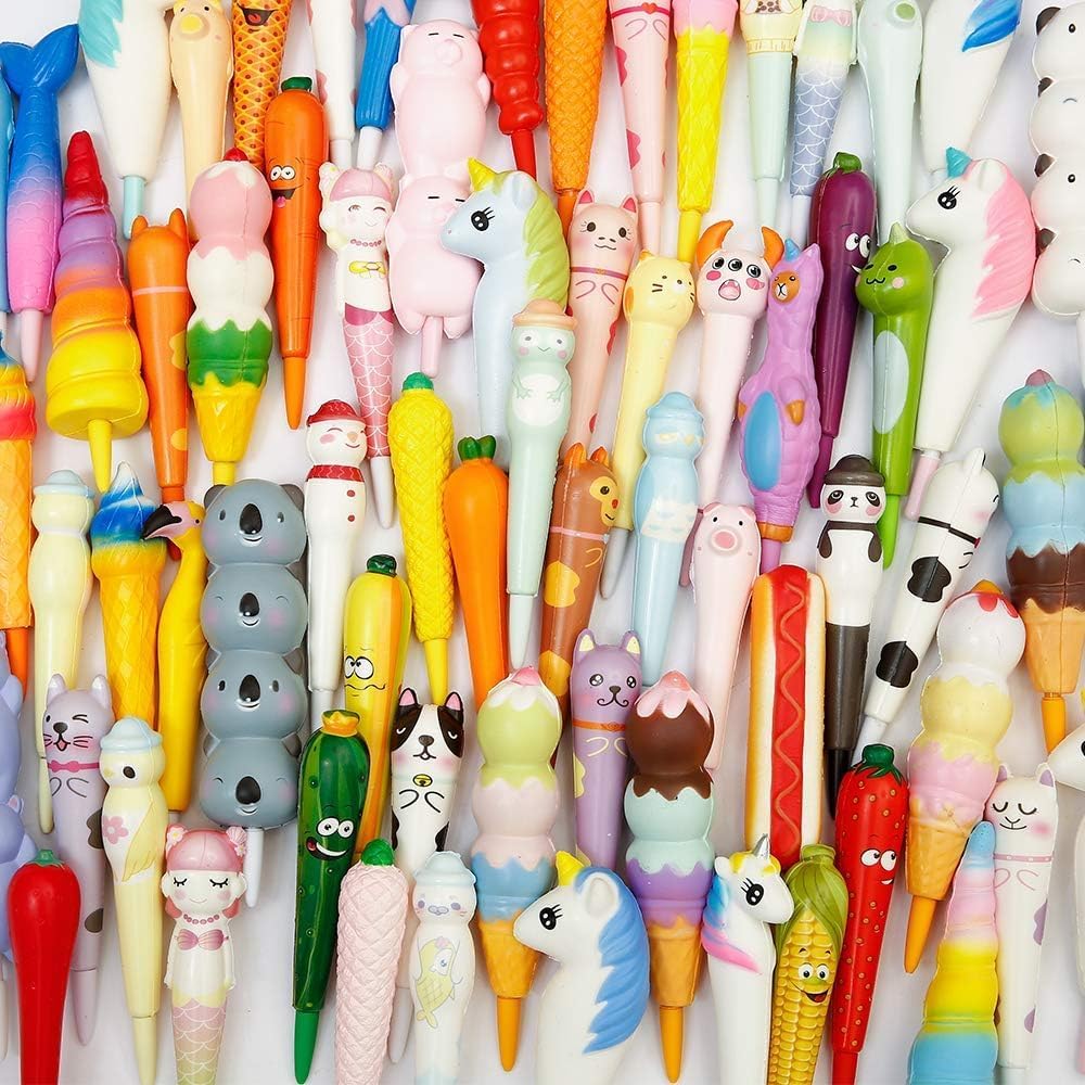 Anboor 3-Pack Kawaii Squishy Pen Grips - Unicorn, Mermaid, Panda - Slow Rising Scented Pencil Toppers for Kids Study & Play