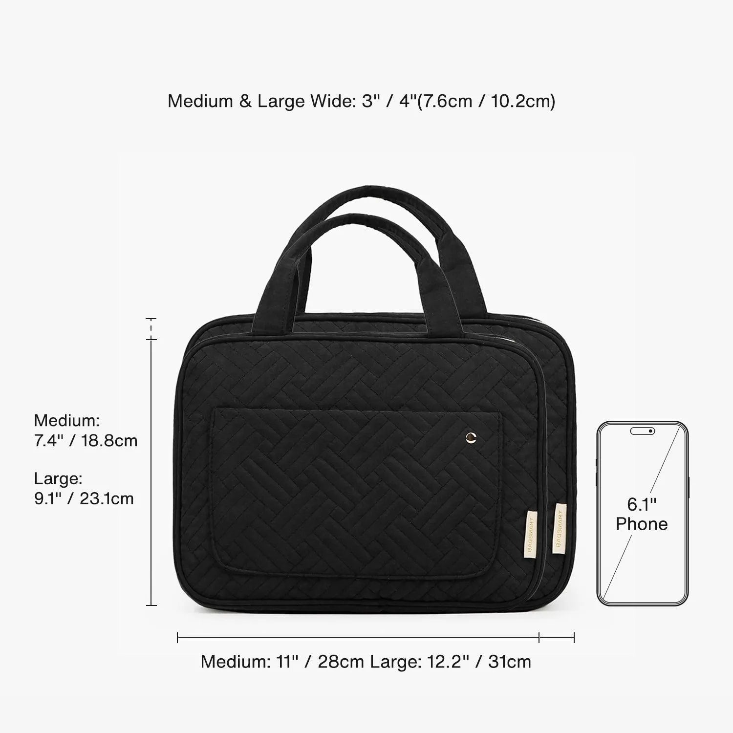 Bonchemin Black Space Saver Toiletry Bag - Compact Travel Organizer for Men & Women - Perfect for Airplane Carry-on, Gym, Camping & Business Trips