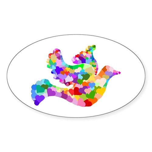 White - Rainbow Dove of Hearts