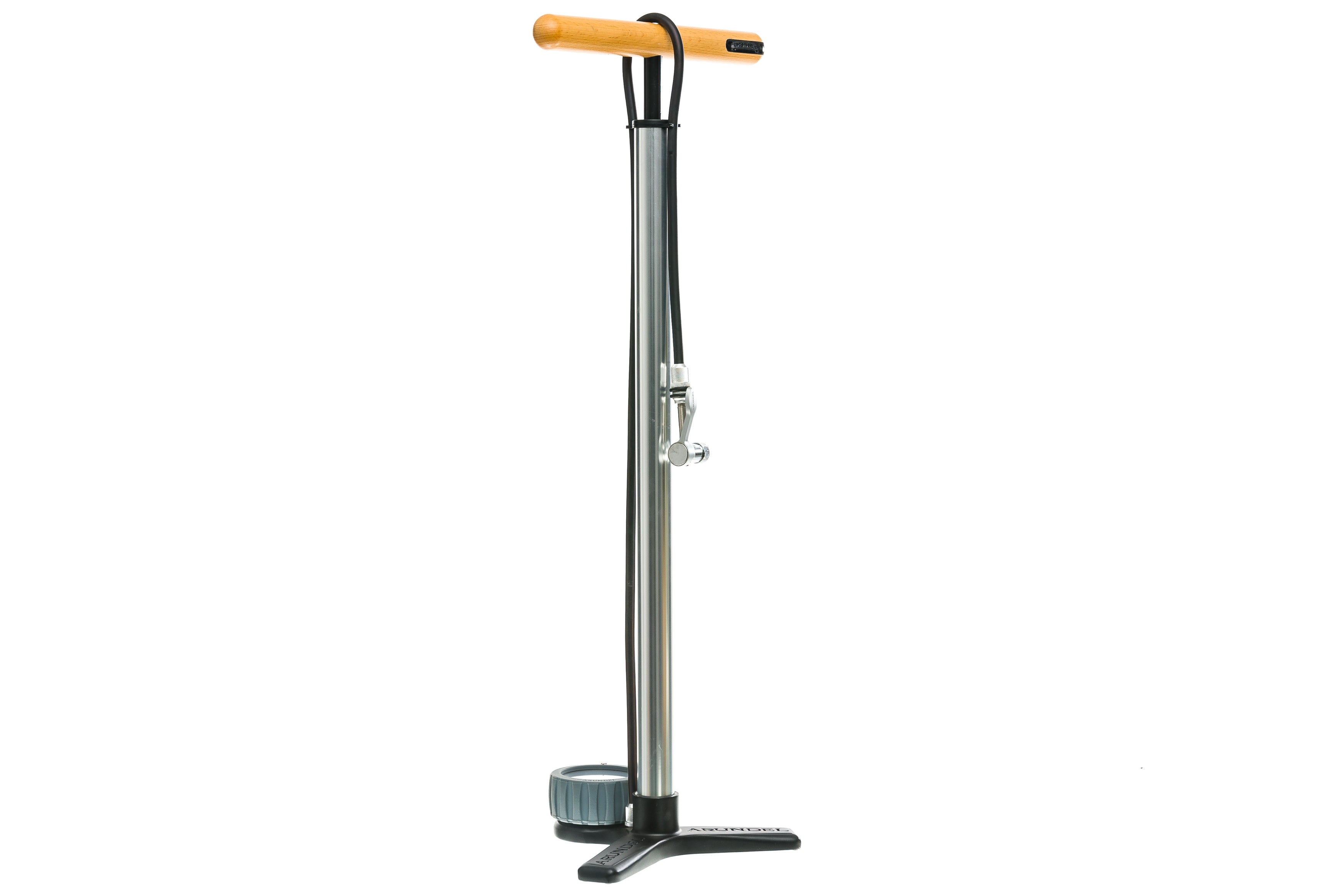 Arundel High Pressure Bike Floor Pump - Presta Valve Compatible - Silver - Perfect for Road Bikes, Mountain Bikes & Home Garage Use