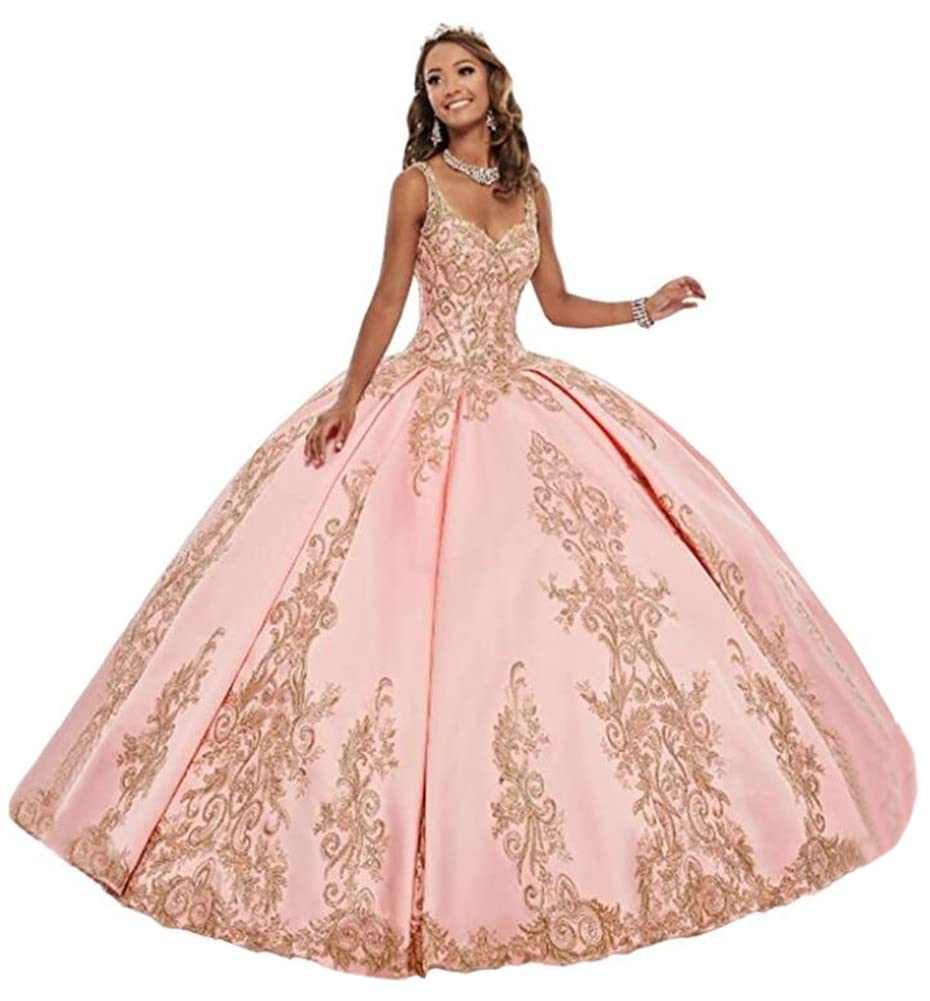 Elegant Women's Spaghetti Strap Lace Applique Quinceanera Dress with Embroidery & Backless Design - Perfect for Sweet 16, Prom, Wedding & Formal Events