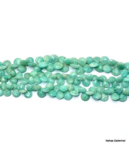 GemAbyss Natural Amazonite Heart Shaped Beads 8-11mm | 8 Inch Strand of Greenish-Blue Gemstone Briolette Beads (Code-MVG-43169) | Perfect for Jewelry Making, DIY Crafts & Healing Crystal Bracelets
