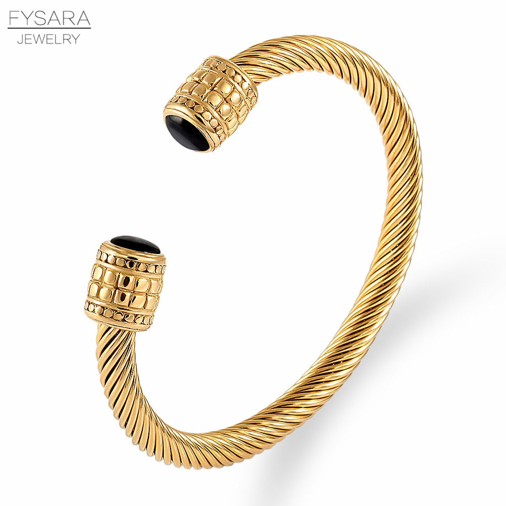 Twisted Cable Wire Bangle Cuff Bracelets for Women - Fashion Jewelry for Casual & Formal Wear - Perfect for Office, Party & Everyday Accessories
