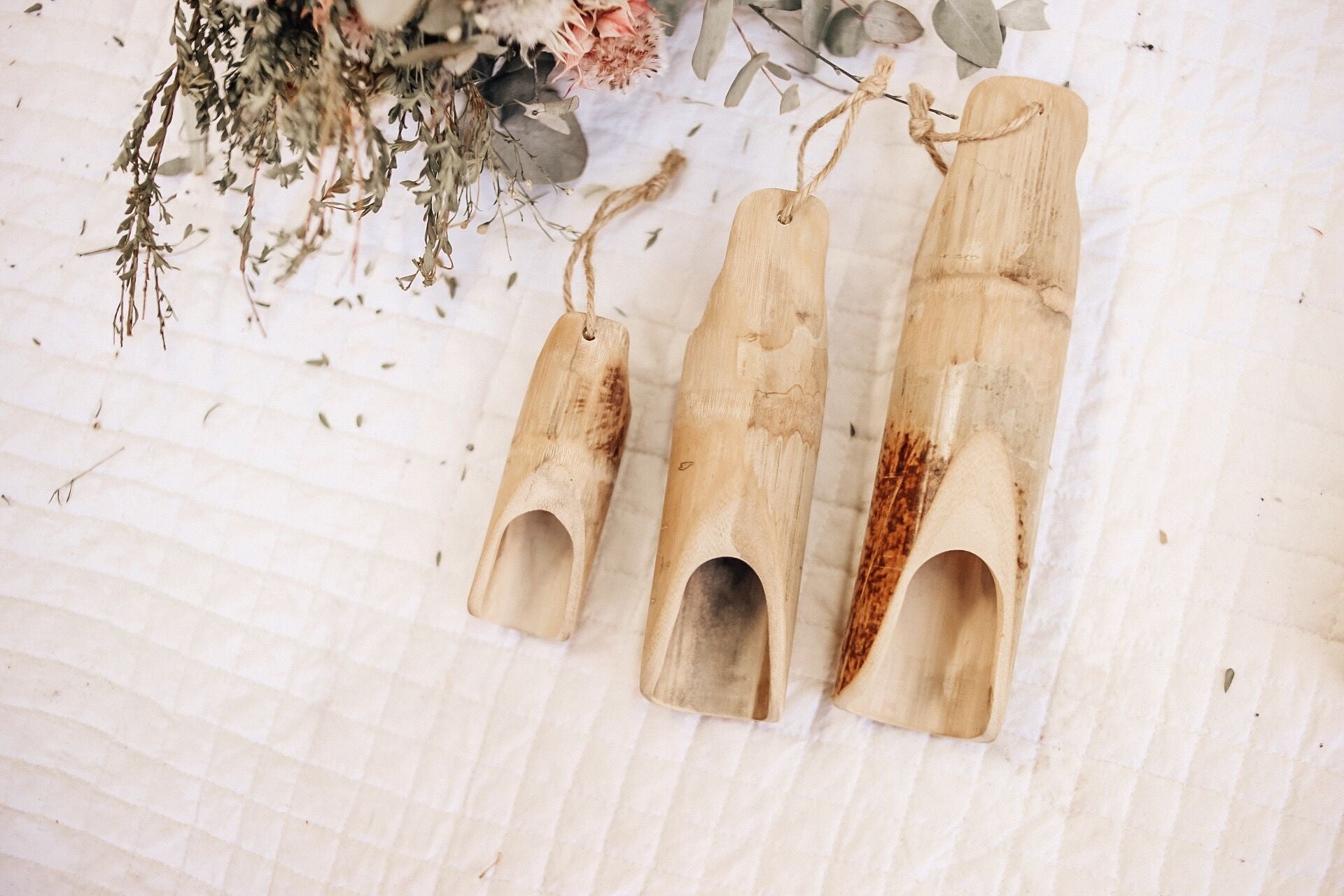 Premium 3-Piece Bamboo Scoop Set - Eco-Friendly Kitchen Utensils for Measuring, Serving & Baking | Ideal for Coffee, Sugar, Flour & Spices