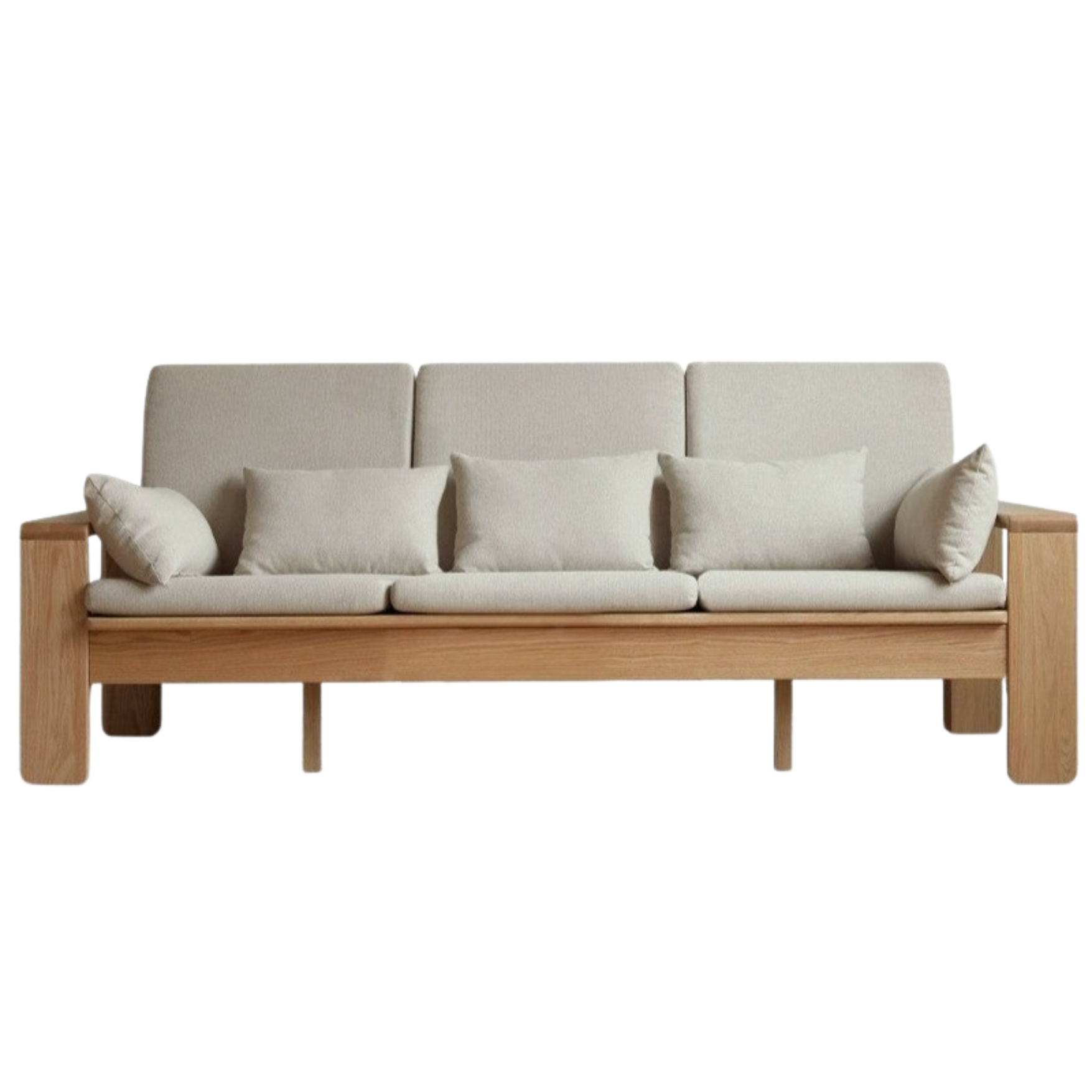 Modern Nordic Fabric Sofa - Solid Oak Wood Frame - Stylish & Durable Living Room Furniture for Small Spaces & Apartments