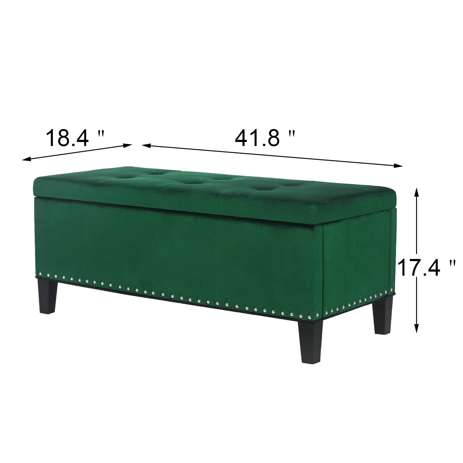 Joveco 41 Inch Storage Ottoman Bench with Button Tufted Design, Microfiber Upholstered Footrest for Living Room, Bedroom & Entryway - DIY Assembly (Green) - Perfect for Extra Seating, Hidden Storage & Home Decor