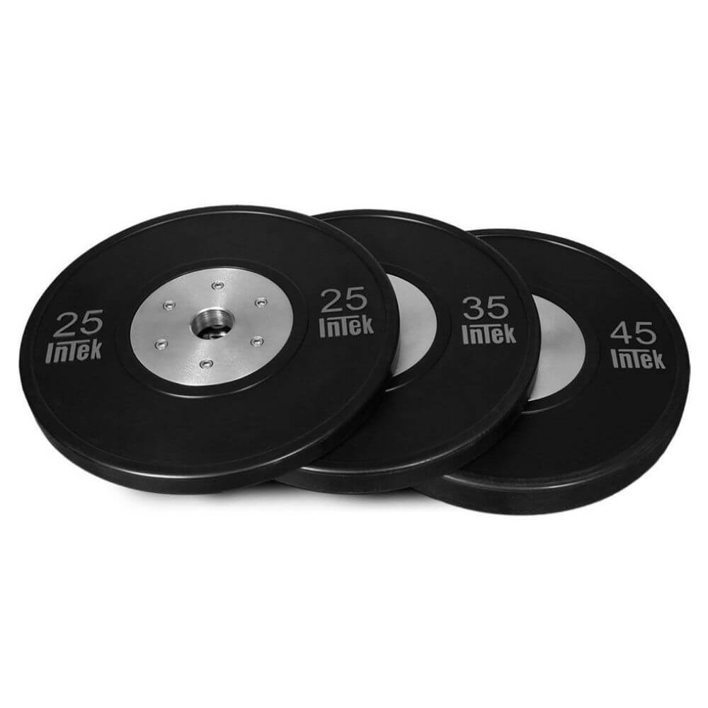 Intek Strength Bravo Series Rubber Bumper Plates - Olympic Weight Plates for CrossFit, Powerlifting & Home Gym Workouts - Durable Rubber Coated for Noise Reduction & Floor Protection
