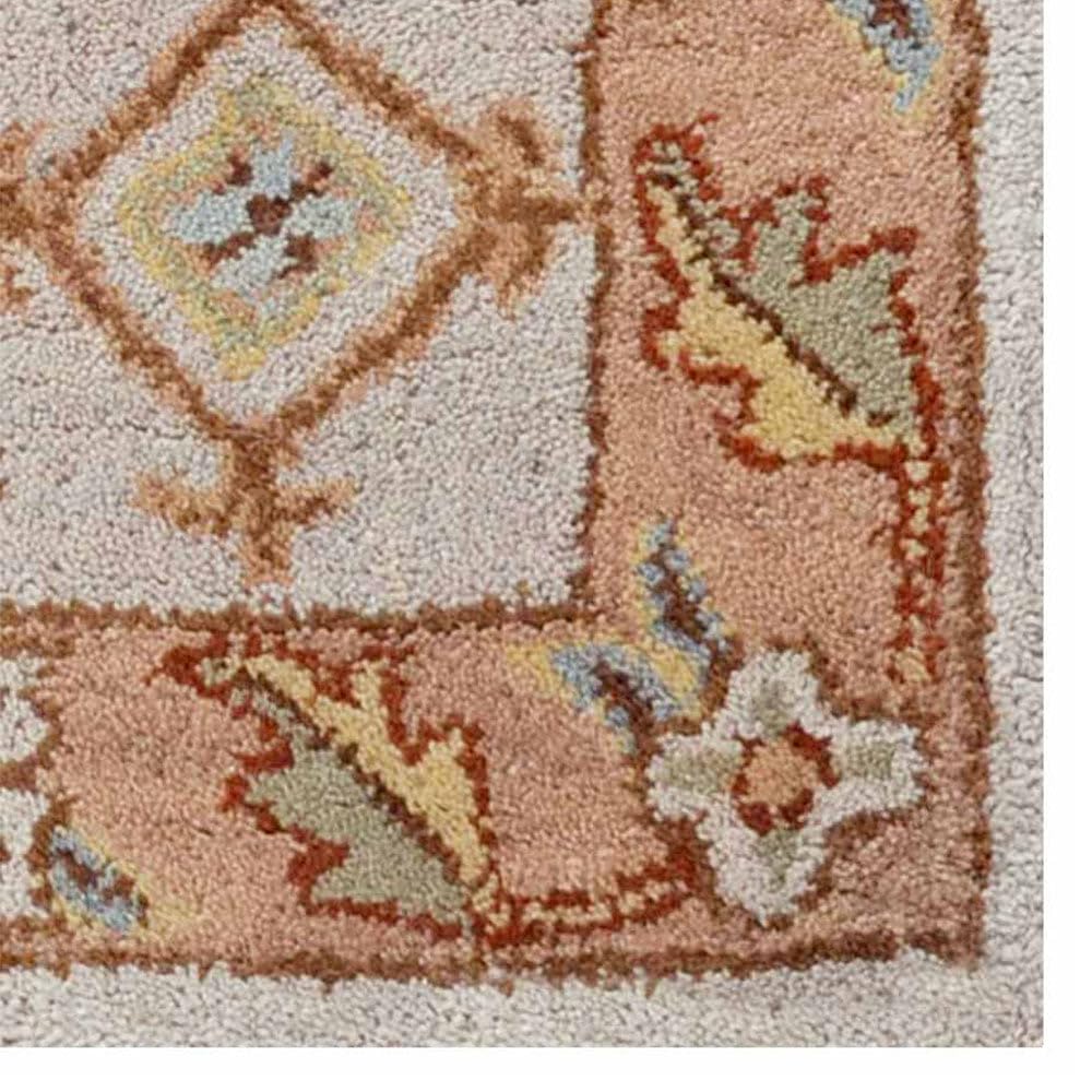 Hand Tufted Wool Eco-Friendly Area Rugs 6x9 Feet - Rectangle Cream & Brown Oriental Traditional Design, High Pile Thick Handmade Non-Slip Rug for Living Room, Bedroom, Dining Room (K00721)