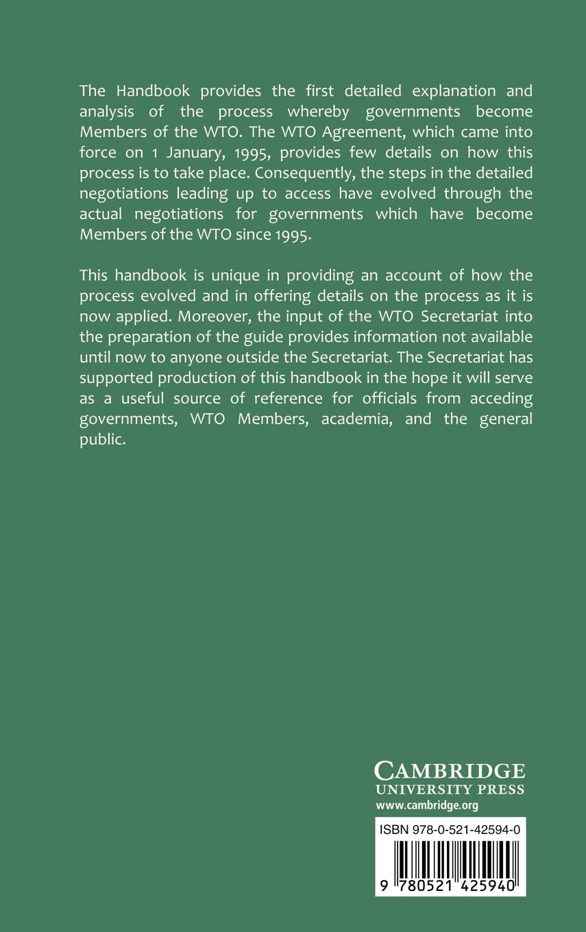 WTO Accession Handbook: Comprehensive Guide by WTO Secretariat for Trade Policy and Legal Framework | Essential for Trade Negotiators and Policy Makers