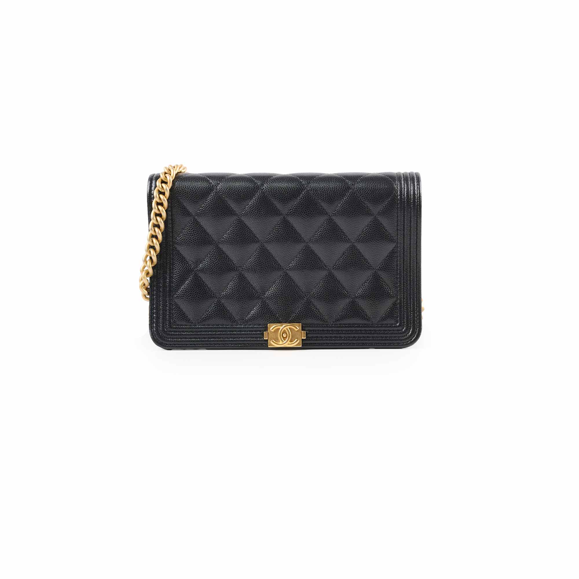 Chanel Caviar Leather Boy Wallet on Chain WOC Black Crossbody Bag for Women | Luxury Designer Handbag for Evening Out & Special Occasions