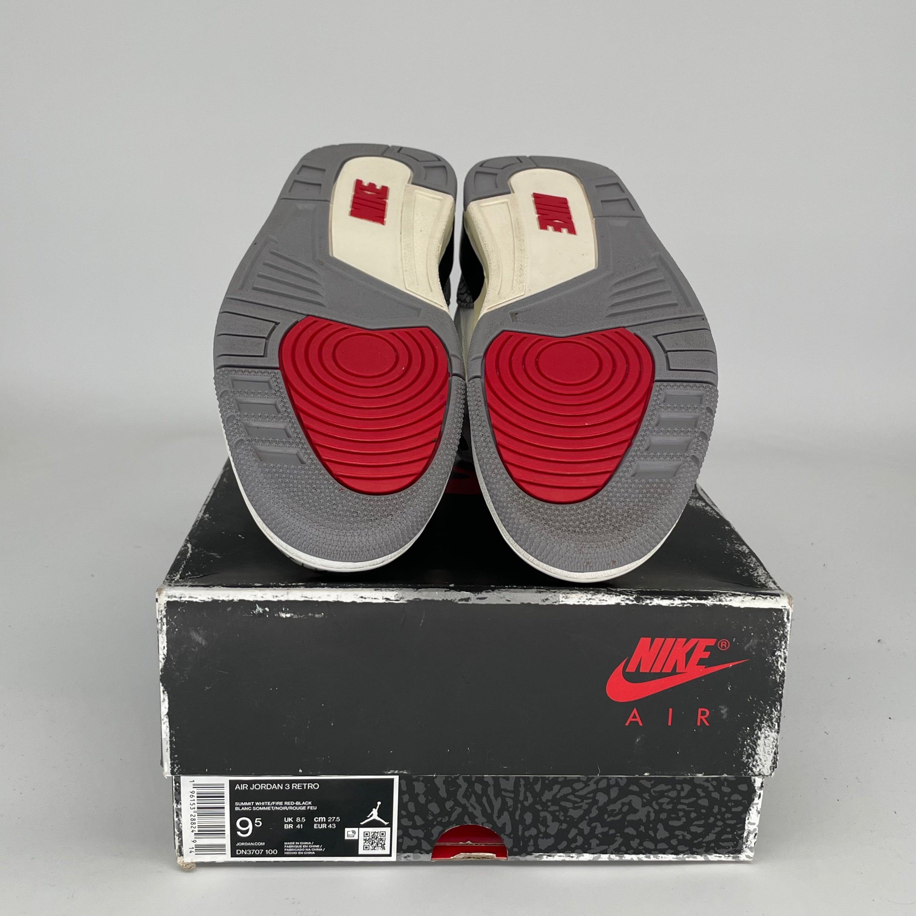 AIR JORDAN 3 White Cement Reimagined Retro Sneakers - Men's Size 9.5 (DN3707-100) - Authentic Basketball Shoes for Streetwear & Casual Style