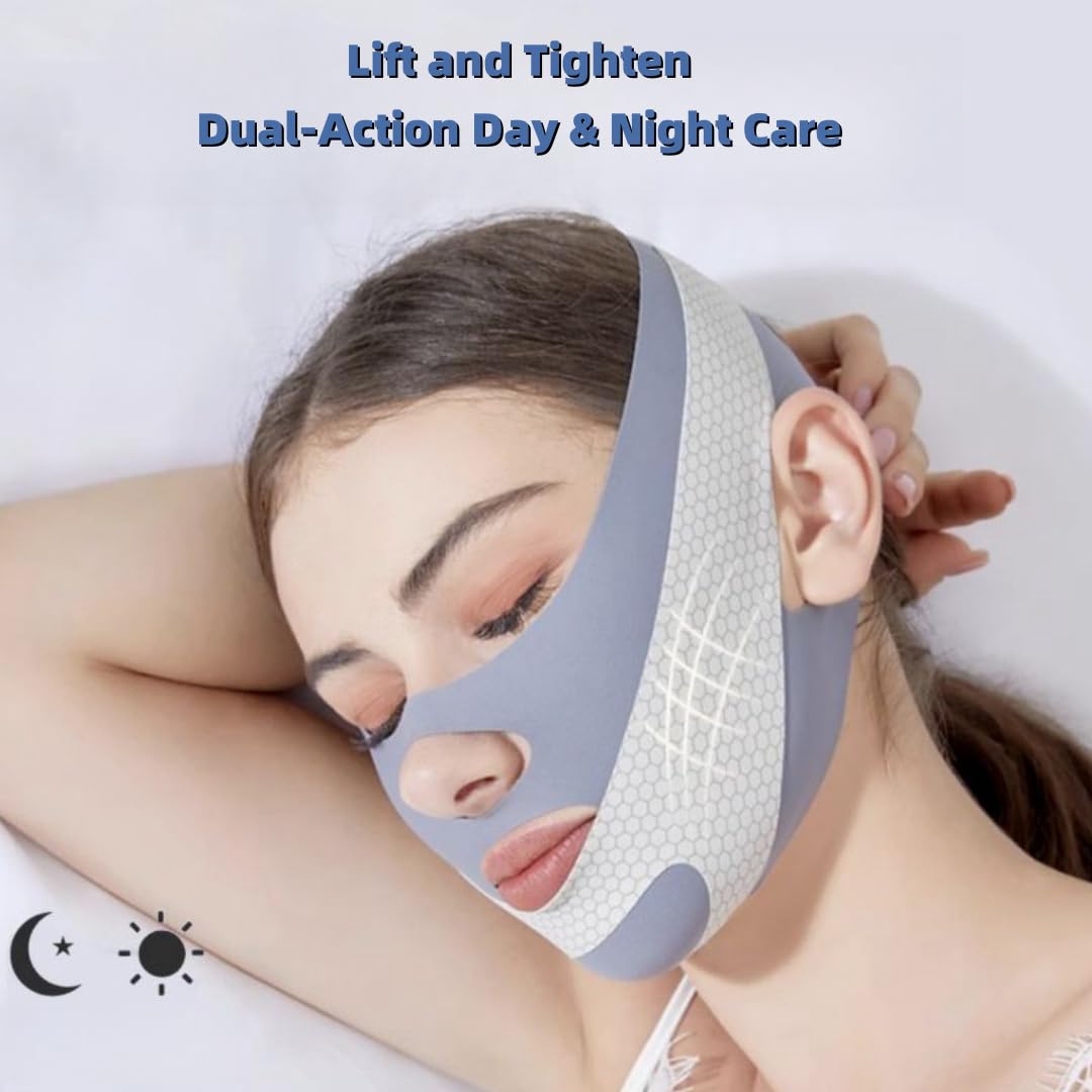 Anti-Wrinkle Face Slimming Mask - Breathable V-Line Lifting Bandage for Chin & Jawline, Wrinkle Reducer & Face Shaper for Defined V-Shape (Grey) | Perfect for Home Spa, Self-Care & Instant Face Contouring