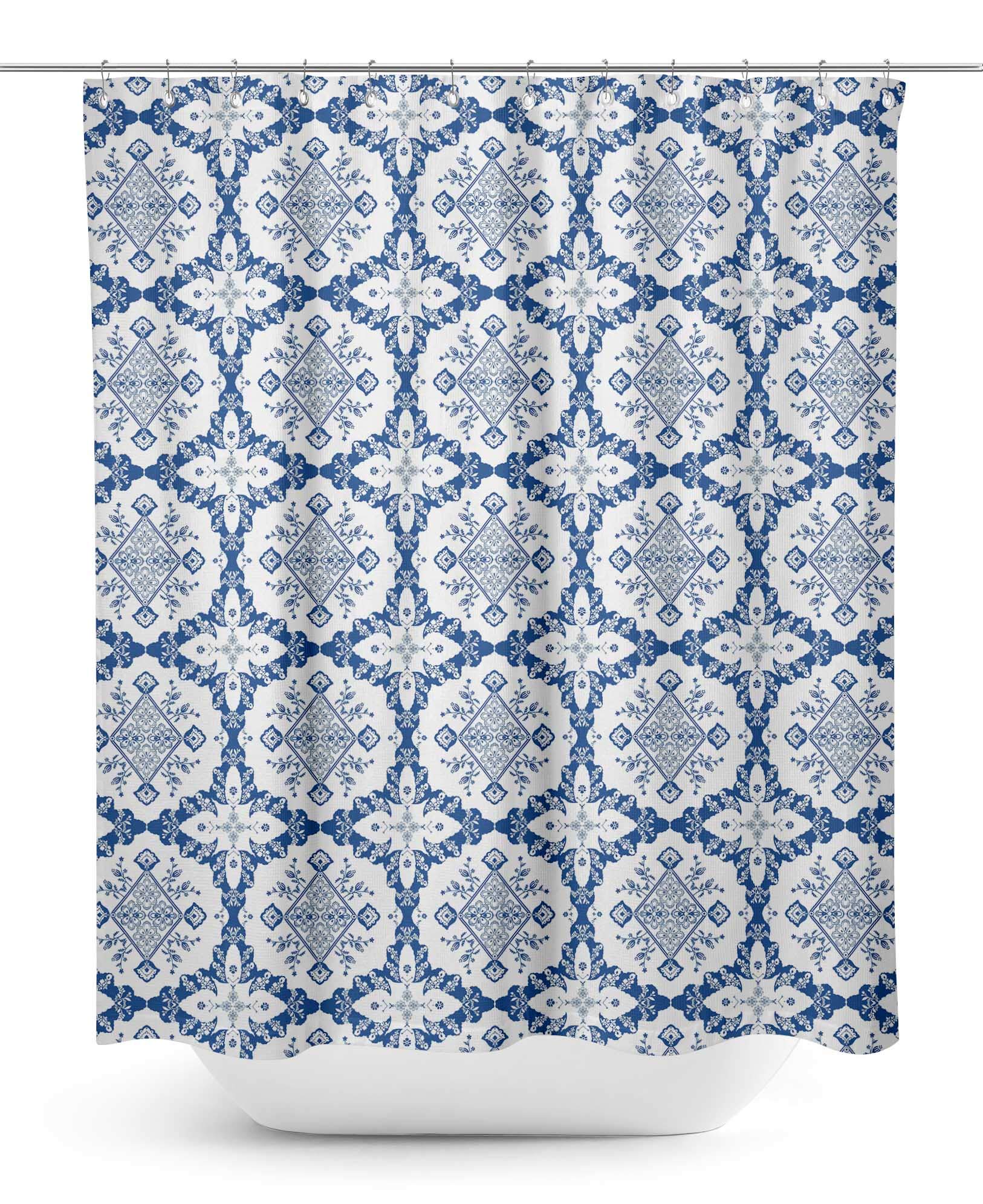 Waterproof Floral Damask Shower Curtain 60x70 Inch - Elegant White Bathroom Decor for Vintage & Modern Styles - Perfect for Bathrooms, Showers, and Spa-Like Retreats