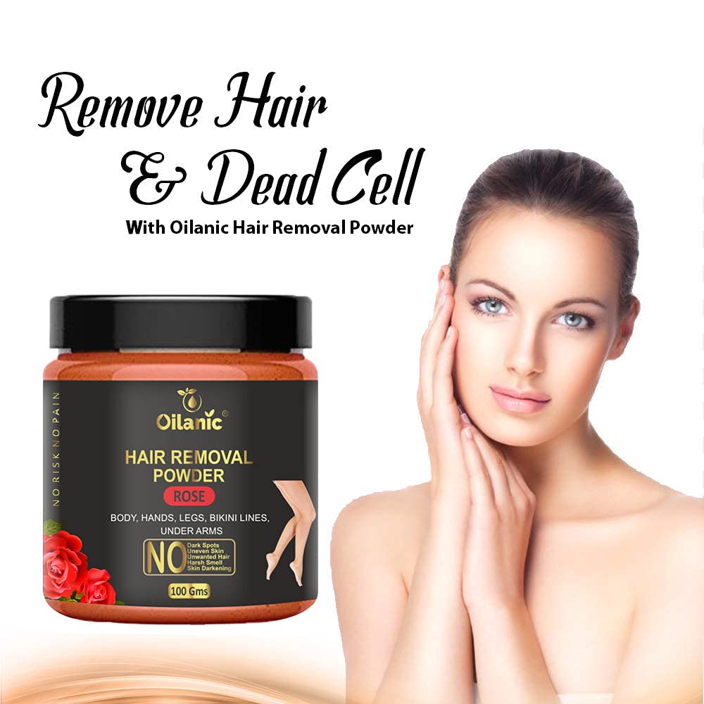 Oilanic Rose Hair Removal Powder - 2 Pack (200g Total) | Natural & Gentle Depilatory for Smooth Skin | Perfect for Legs, Arms, Bikini Line & Facial Hair