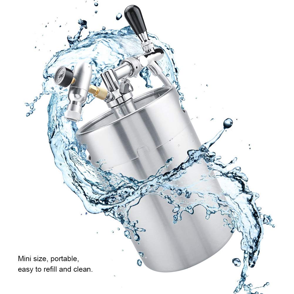 Yosoo 5L Stainless Steel Beer Dispenser Kit with Faucet - Pressurized Mini Keg for Home Brewing Craft Beer | Perfect for Home Bars, Parties & Hotels