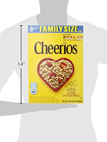 Cheerios Gluten Free Breakfast Cereal - Family Size 21 oz Box (Pack of 2) - Healthy Morning Meal & Snack for Kids & Adults