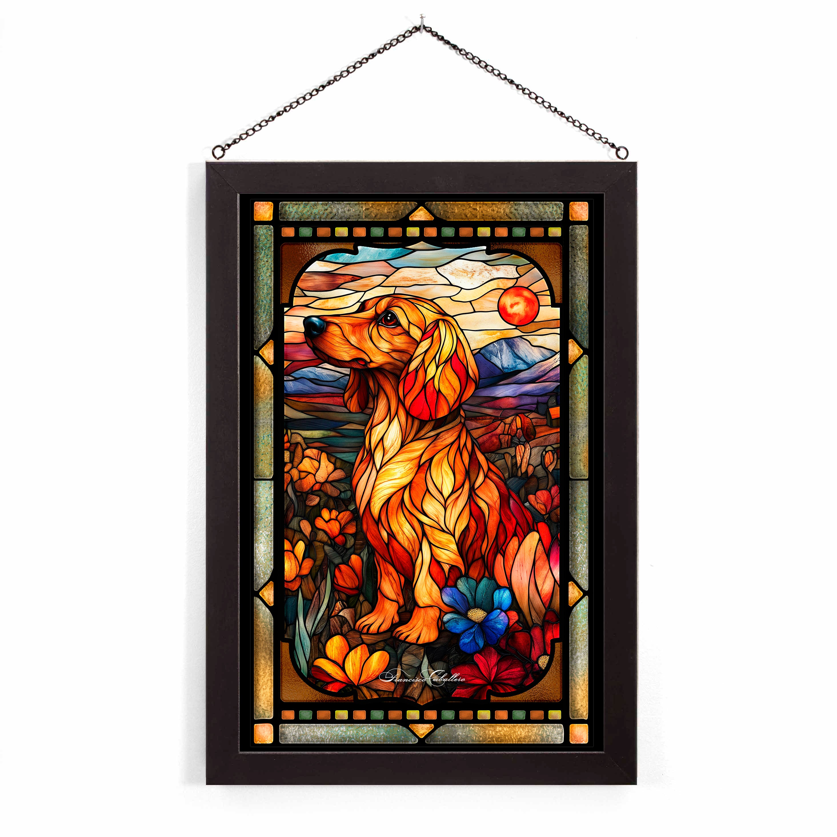 Handmade Dachshund Stained Glass Art - Unique Dog Lover Gift for Home Decor, Window Hanging, or Garden Ornament
