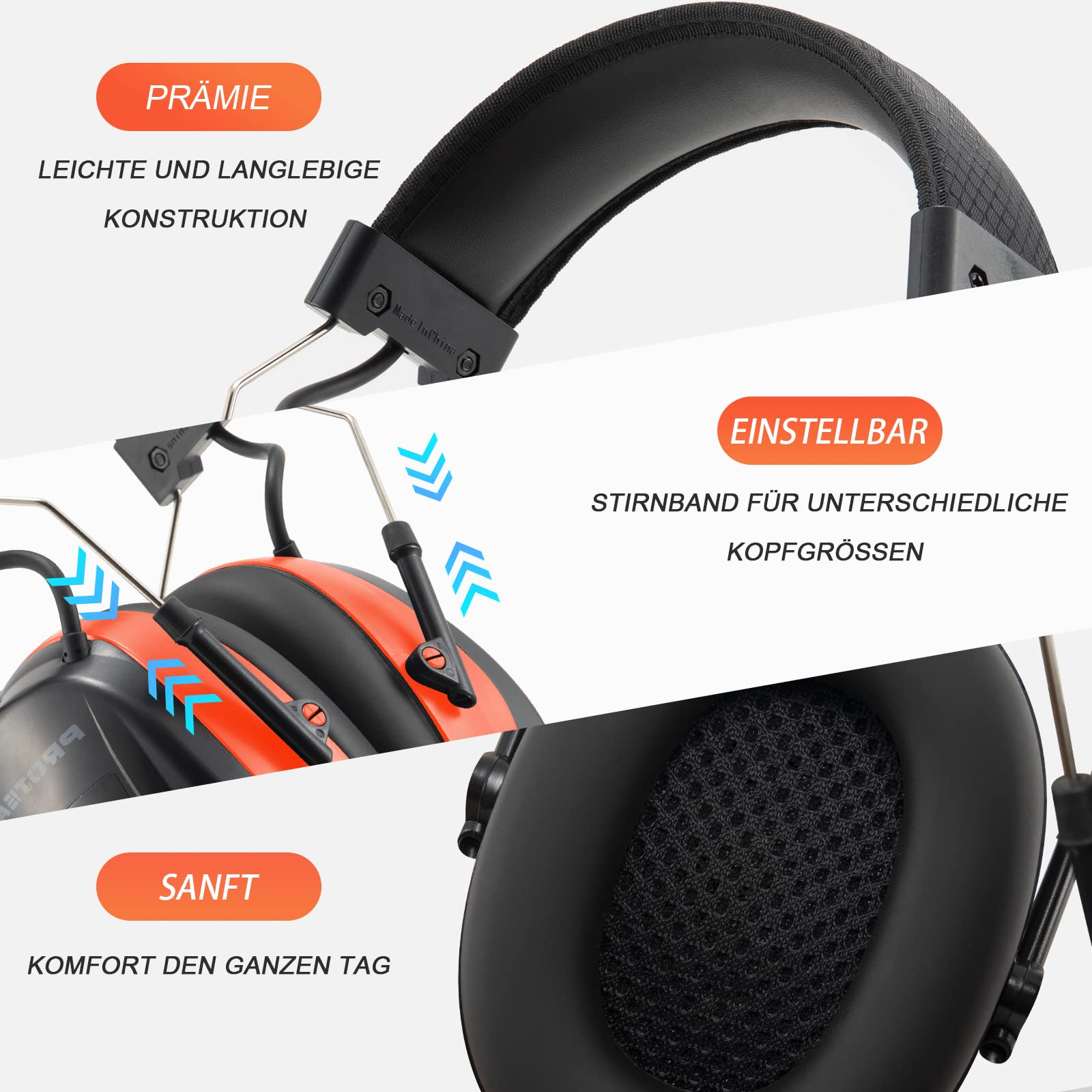 PROTEAR Wireless Noise Cancelling Headphones with DAB/DAB+/FM/Bluetooth 5.3, 30dB SNR Hearing Protection for Workshop, Gardening/Mowing - Perfect for Construction, DIY Projects & Outdoor Activities