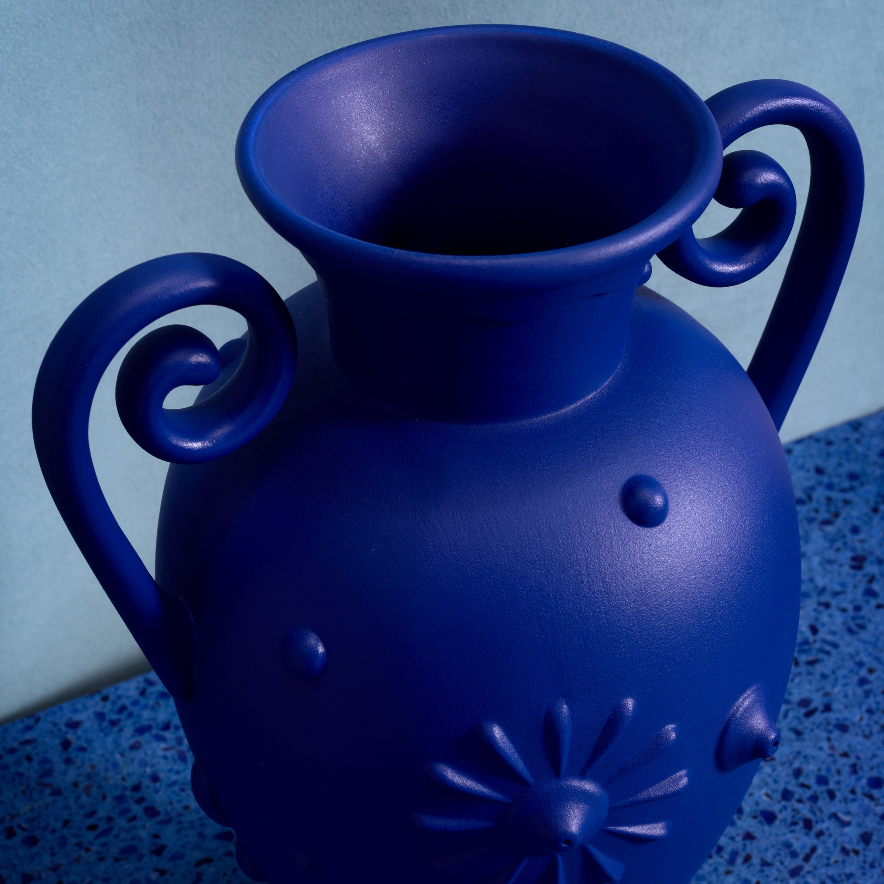 Pantheon Orpheus Amphora Vase - Handcrafted Blue Greek Ceramic Vase for Home Decor, Wedding Centerpiece & Mediterranean Style Interior Design