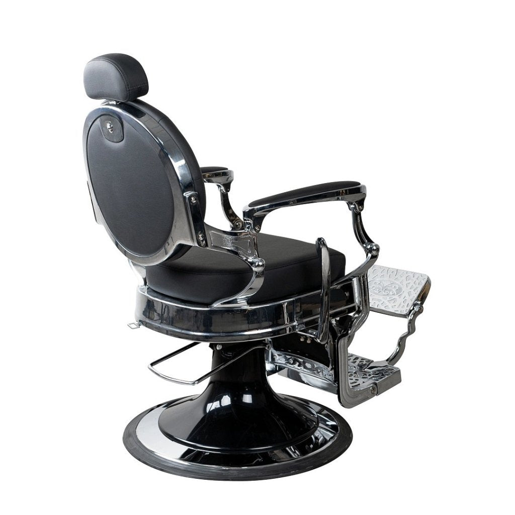 Greenlife Titan Antique Barber Chair - Heavy Duty Luxury Salon Chair with Black & Silver Button Backrest | Perfect for Professional Hair Salons, Barber Shops & Home Grooming Stations