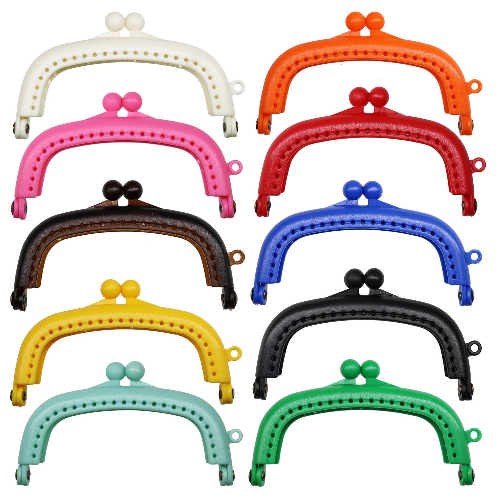 Gazechimp 10-Pack DIY Purse Frame Handles with Kiss Clasp Lock for Coin Bags - Perfect for Crafting, Sewing Projects & Handmade Purses